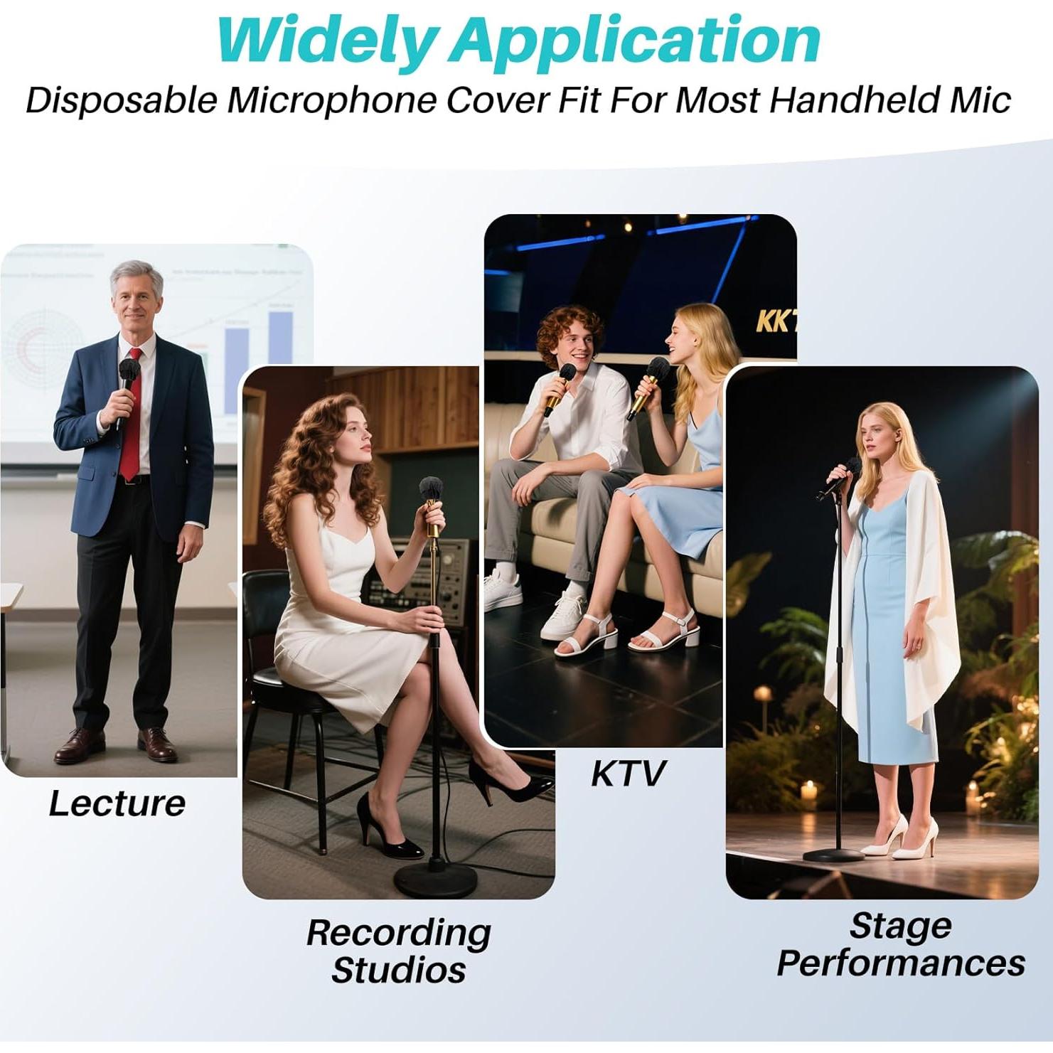 100 Fundas Desechables para Micrófono MAQIHAN - Negro