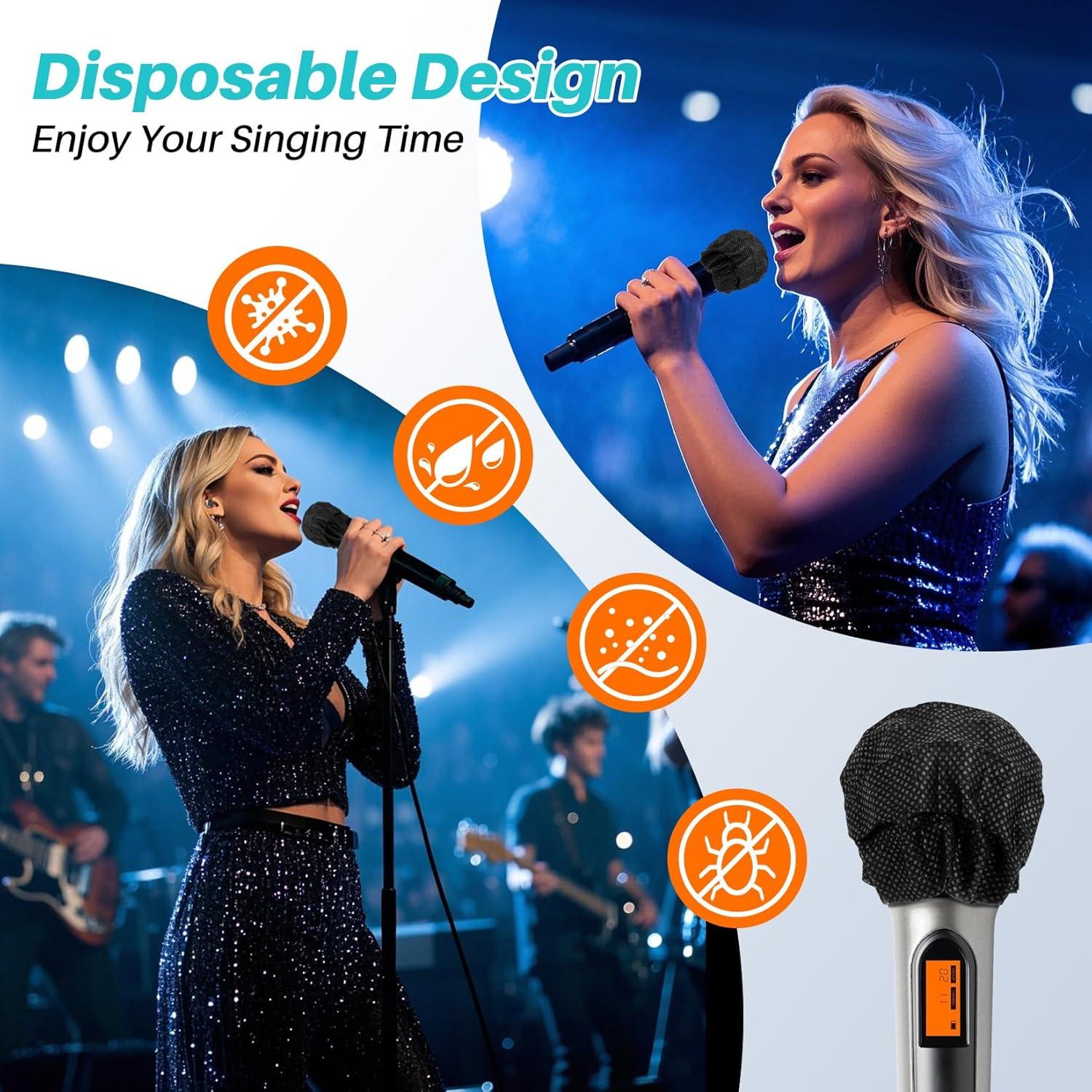 100 Fundas Desechables para Micrófono MAQIHAN - Negro