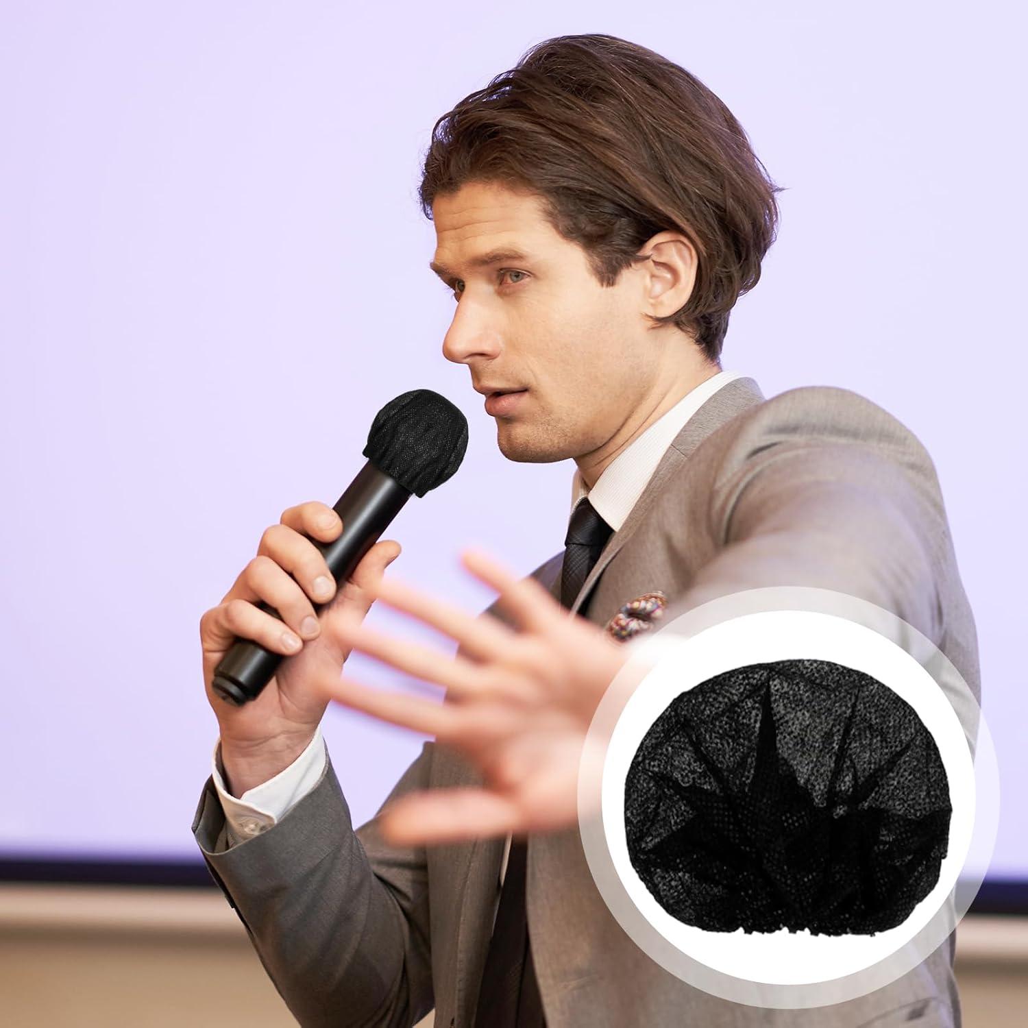 400 Fundas Desechables para Micrófonos de Tela No Tejida - Negro