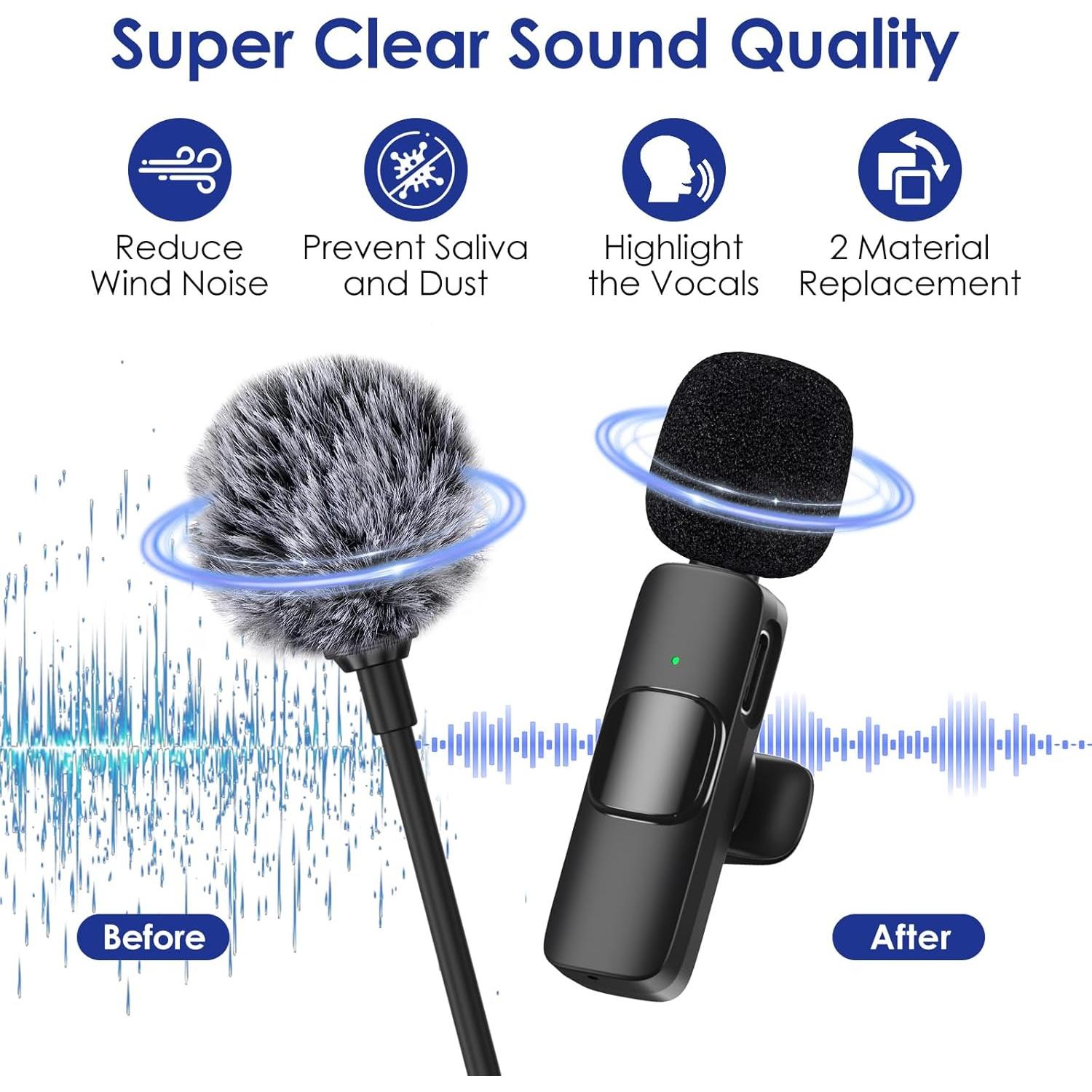 Juego de Paravientos Inalámbricos HEHOTTC para Micrófono Lavalier - 8 Pcs