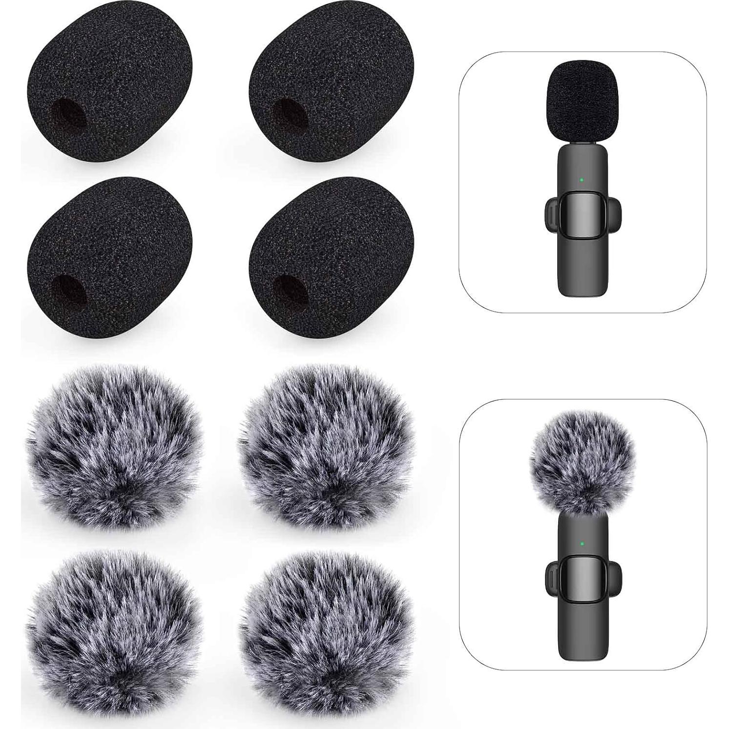 Juego de Paravientos Inalámbricos HEHOTTC para Micrófono Lavalier - 8 Pcs