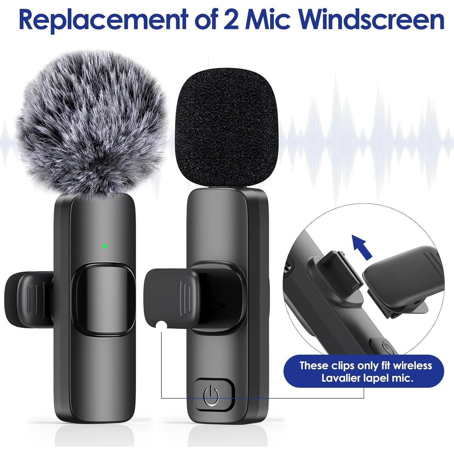 Juego de Paravientos Inalámbricos HEHOTTC para Micrófono Lavalier - 8 Pcs