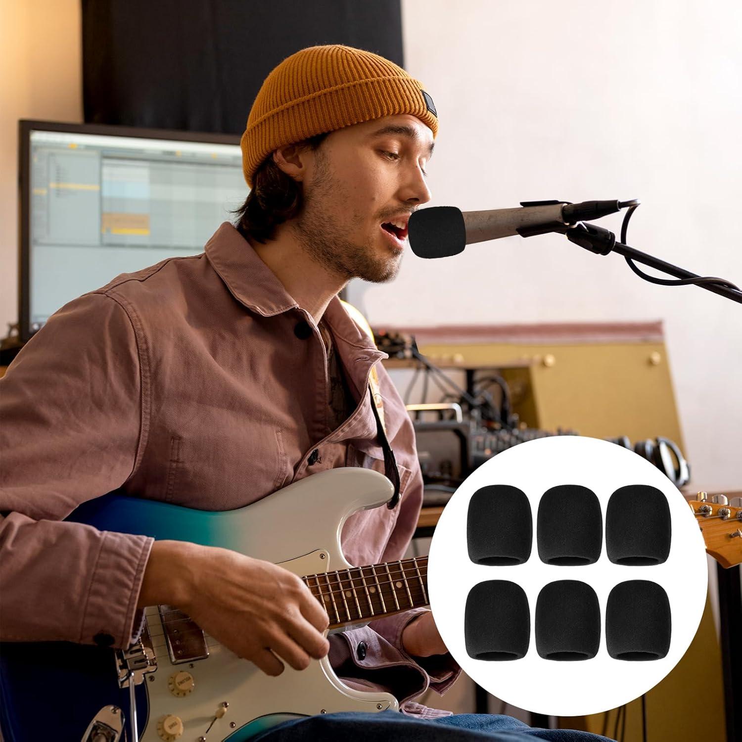 6 Fundas de Espuma para Micrófono Negro Antipop 7.62x6.78cm