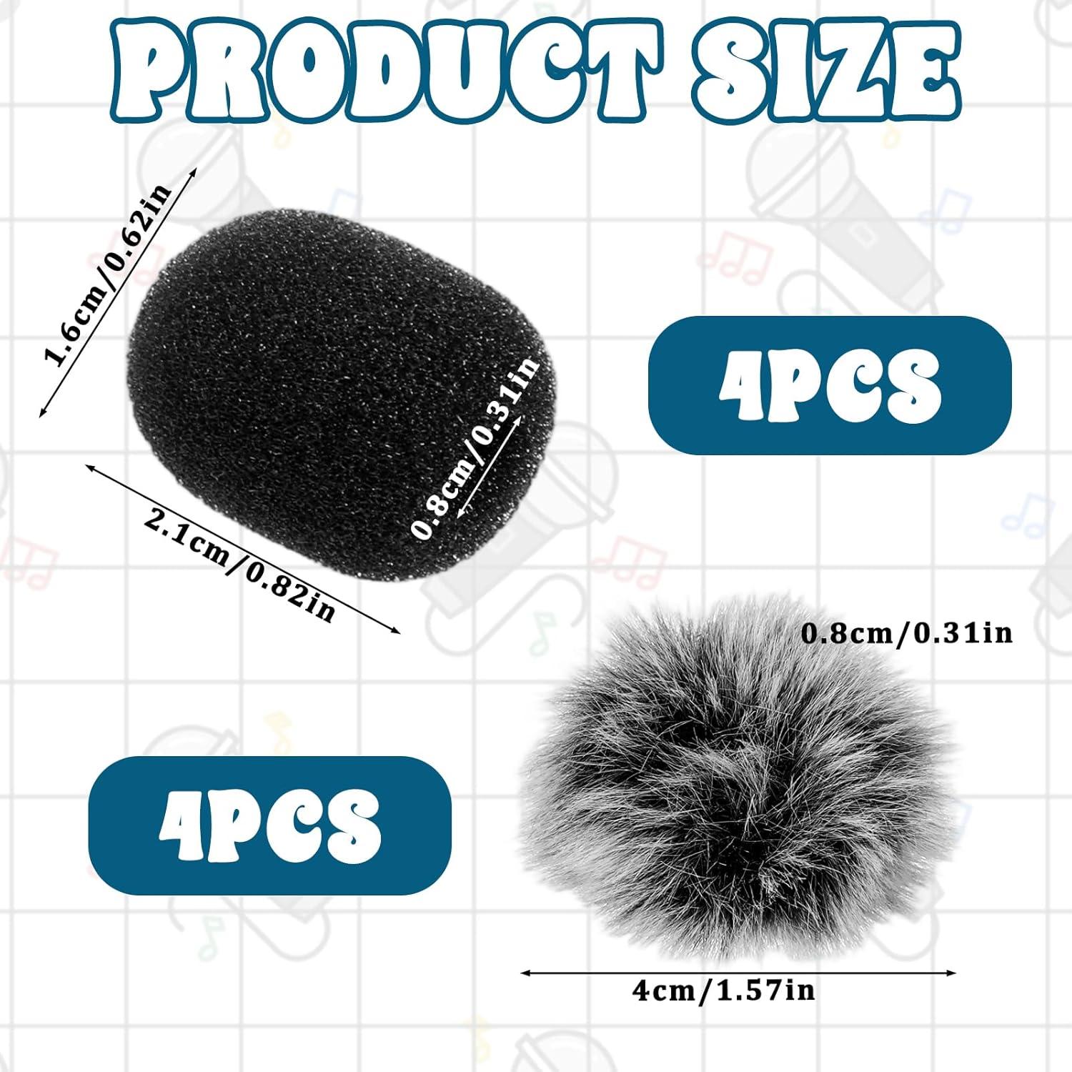 Juego de 8 Cubiertas de Micrófono Paraviento Lavalier - Espuma y Peludo