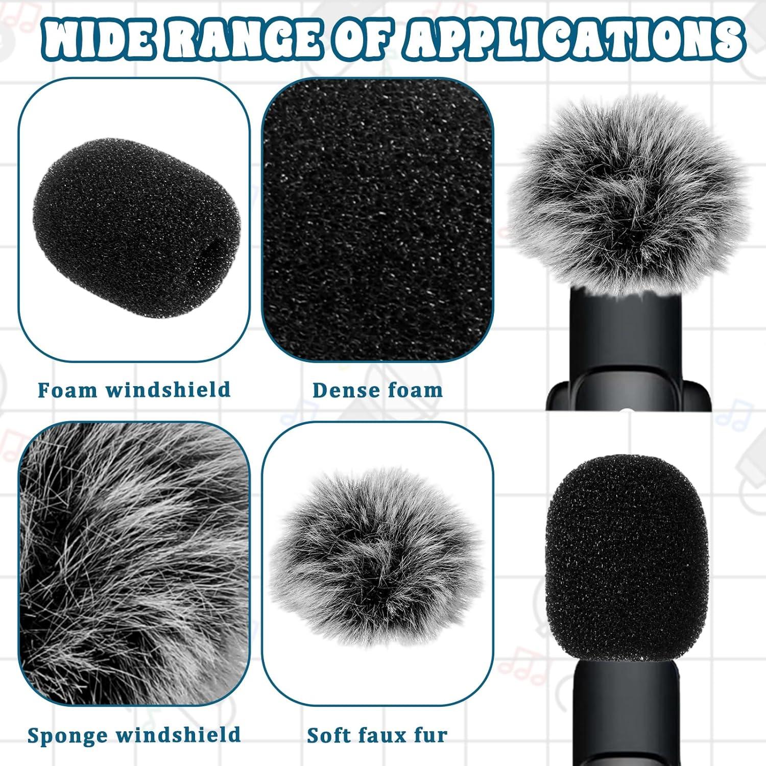 Juego de 8 Cubiertas de Micrófono Paraviento Lavalier - Espuma y Peludo