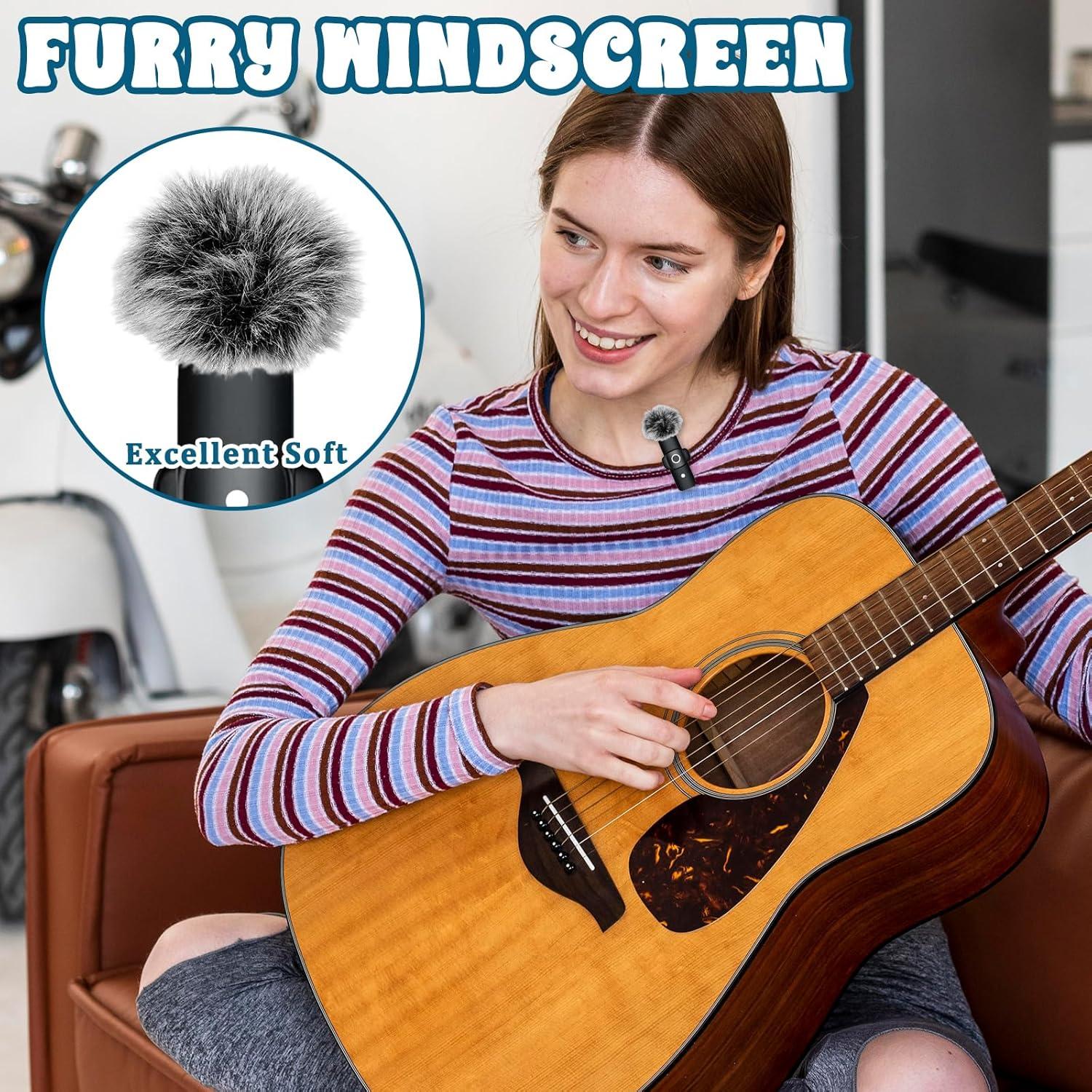 Juego de 8 Cubiertas de Micrófono Paraviento Lavalier - Espuma y Peludo