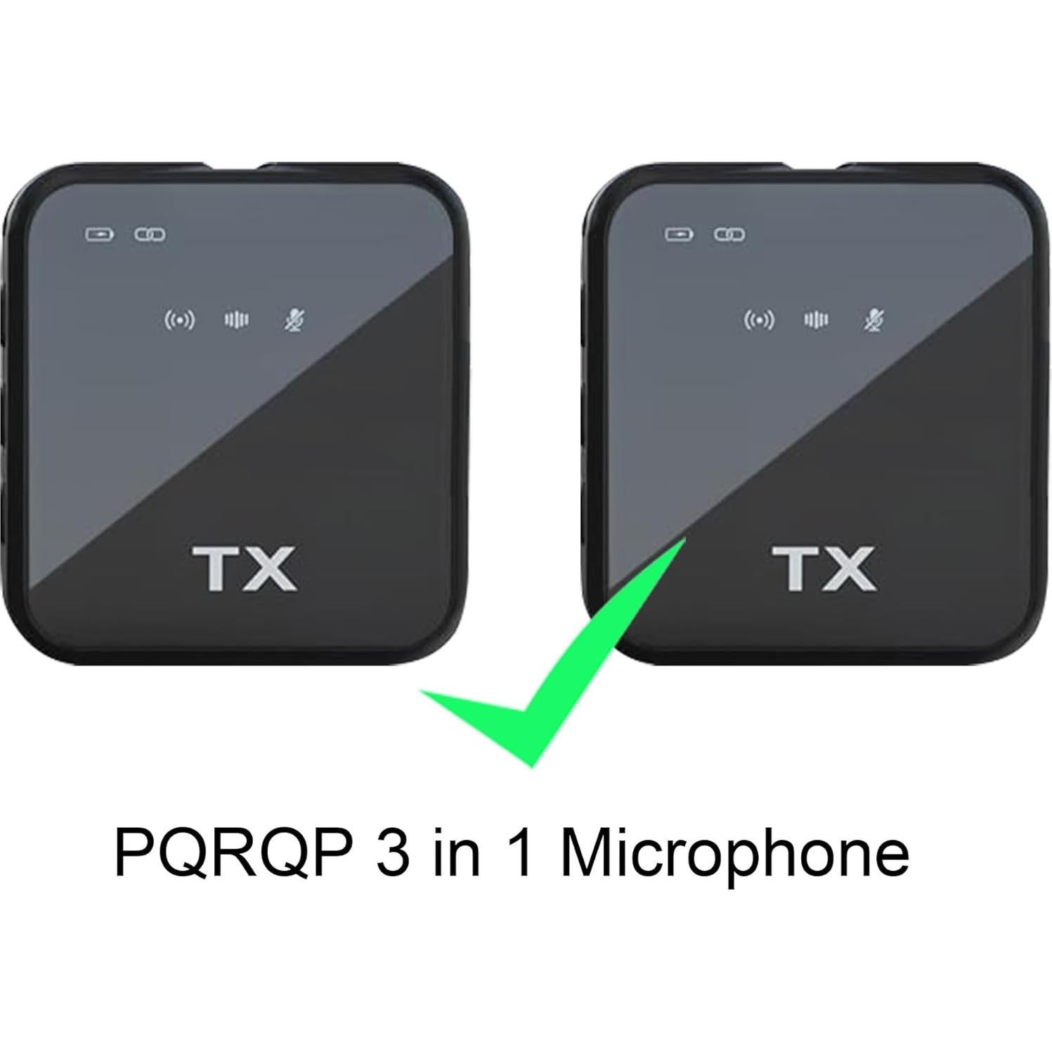 Paraviento Micrófono Lavalier Inalámbrico PQRQP 2-Pack