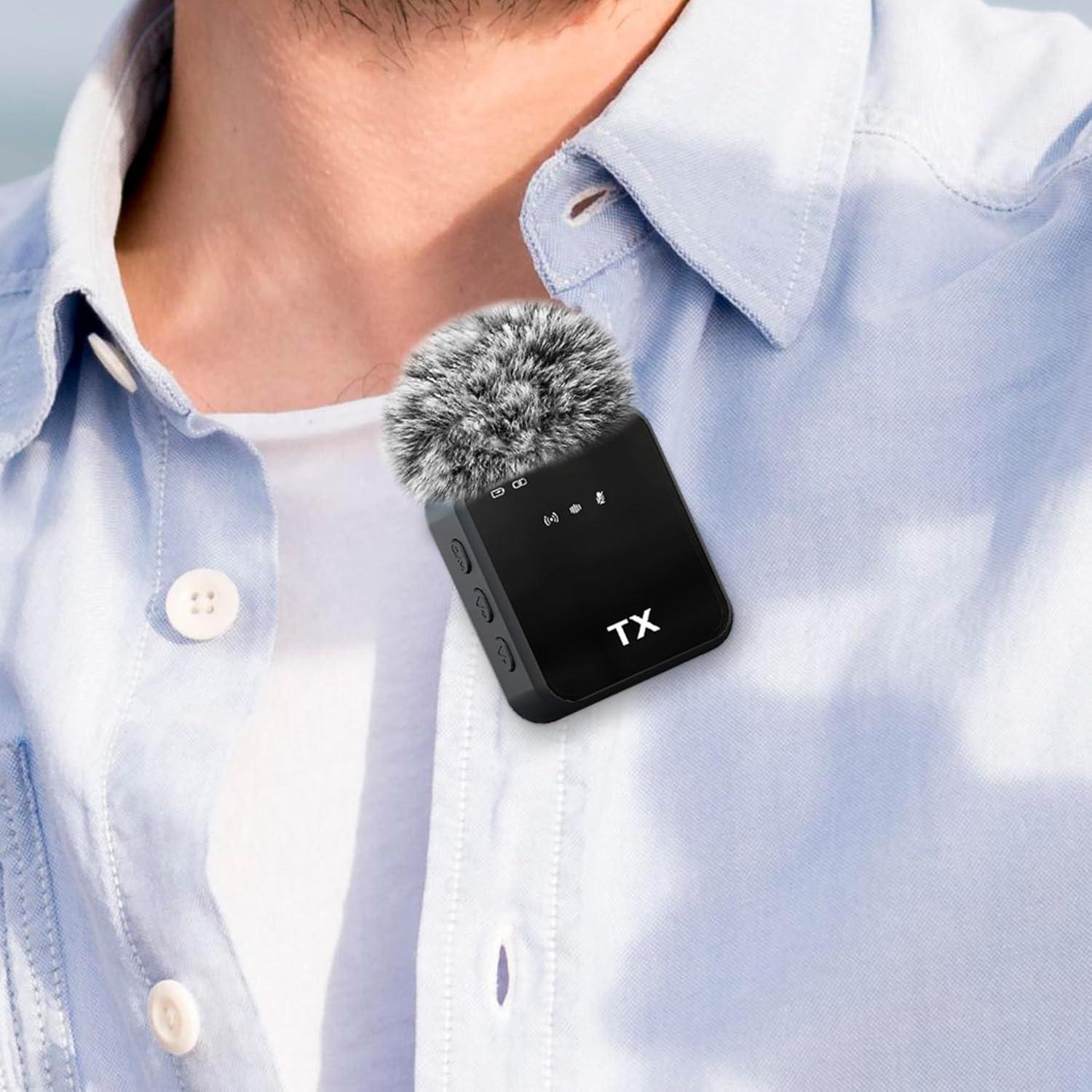 Paraviento Micrófono Lavalier Inalámbrico PQRQP 2-Pack