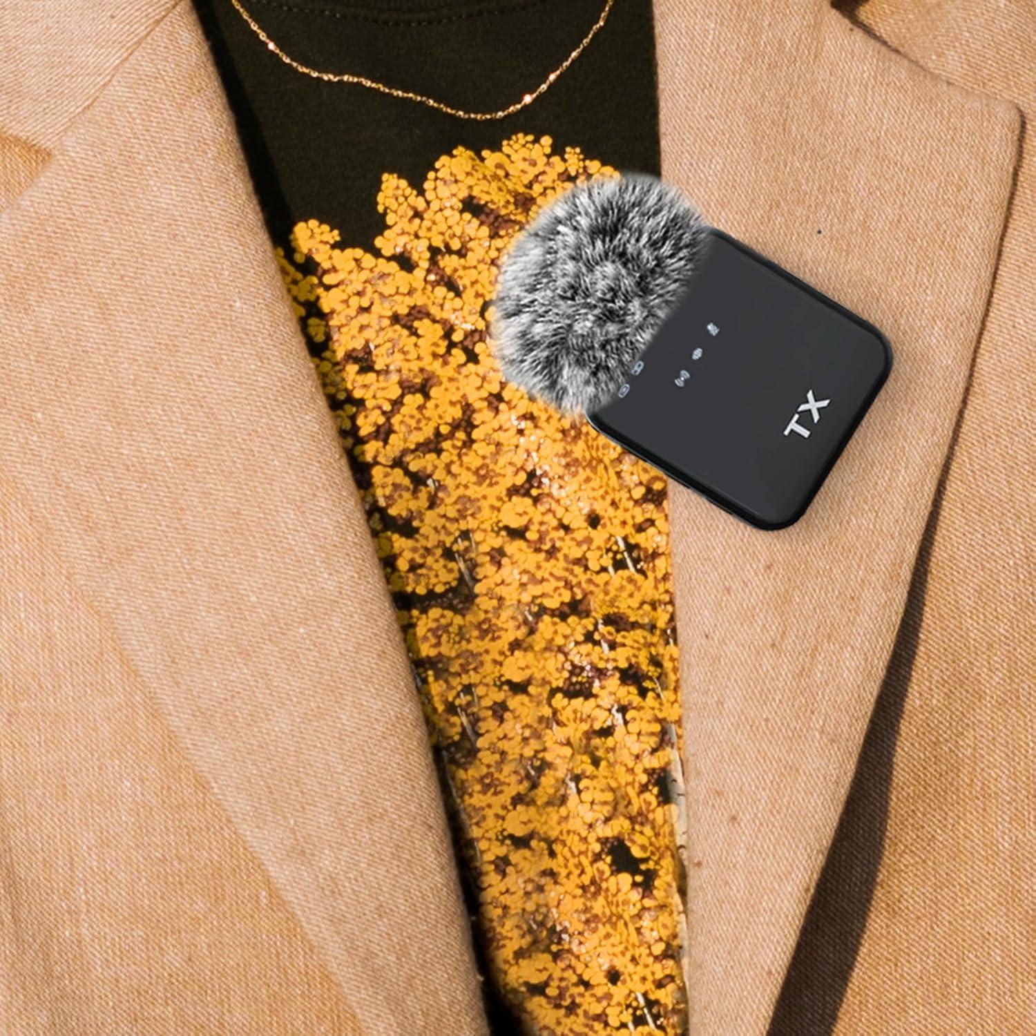 Paraviento Micrófono Lavalier Inalámbrico PQRQP 2-Pack