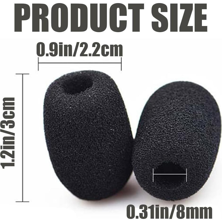 30 Cubiertas de Espuma para Micrófono de Solapa Negro