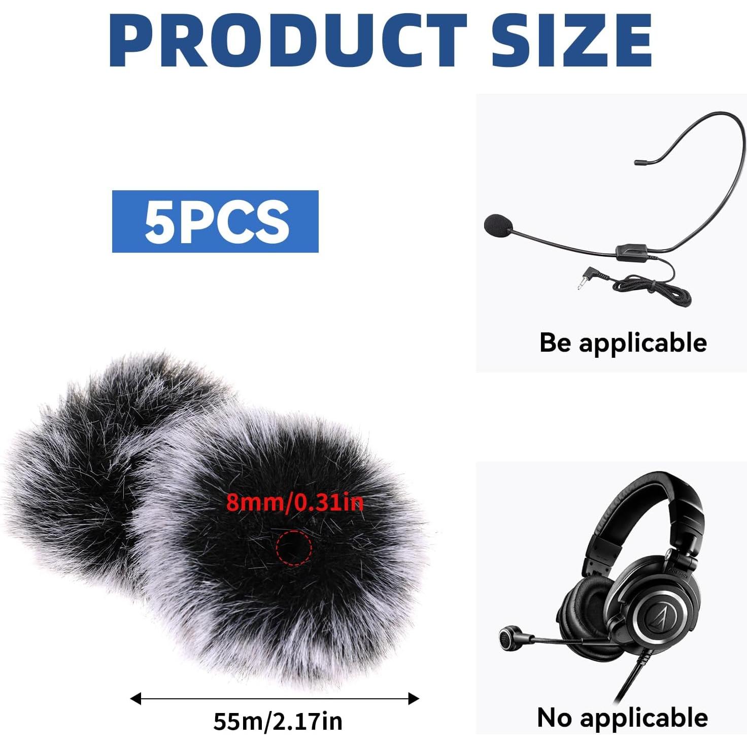 Paquete de 5 Muff de Viento para Micrófono Lavalier - Piel Sintética