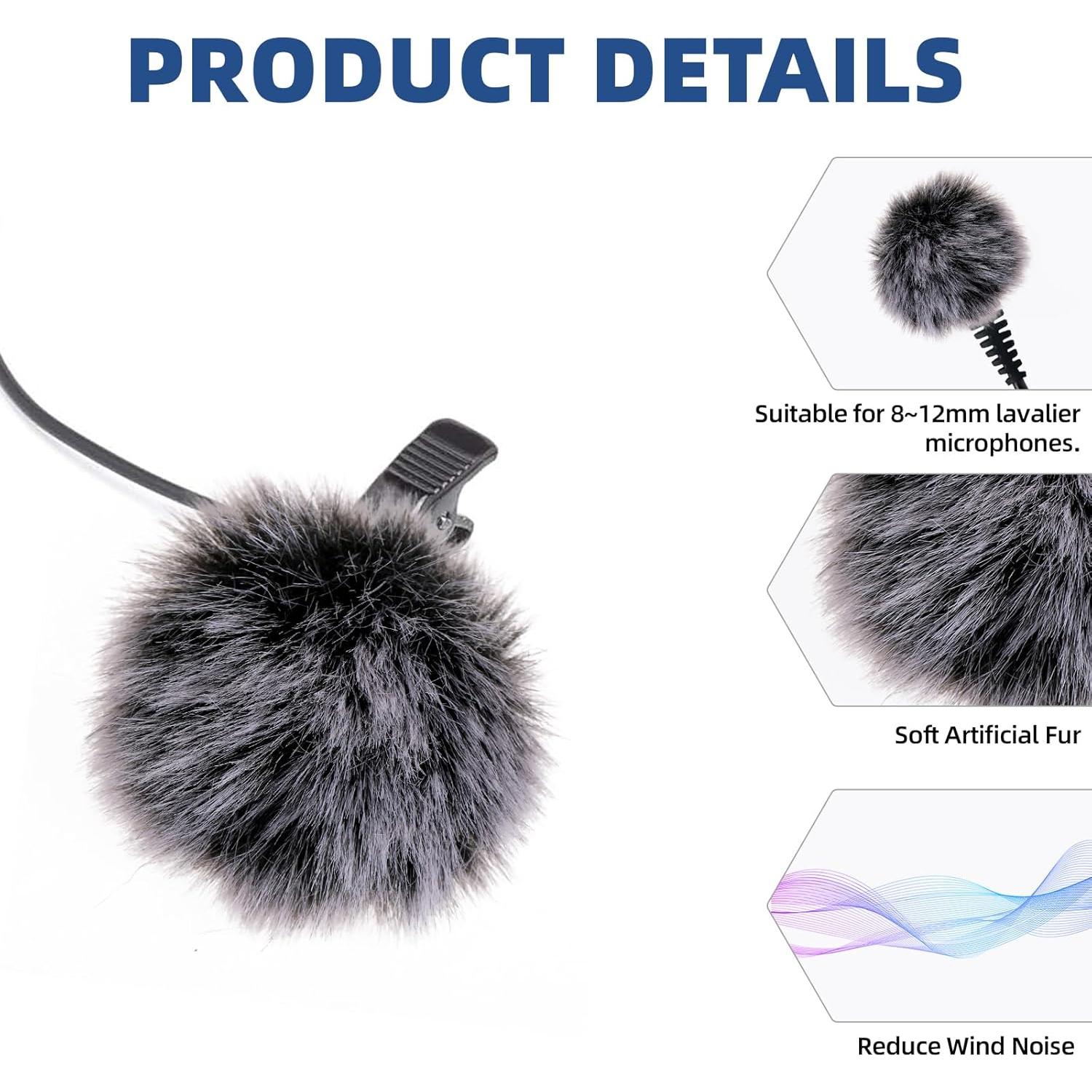 Paquete de 5 Muff de Viento para Micrófono Lavalier - Piel Sintética