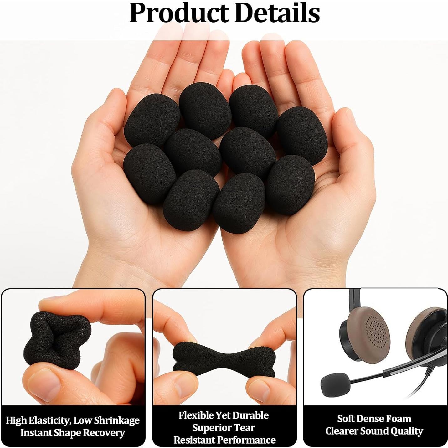 30 Filtros de Micrófono de Solapa Espuma Negra - Higiene y Calidad