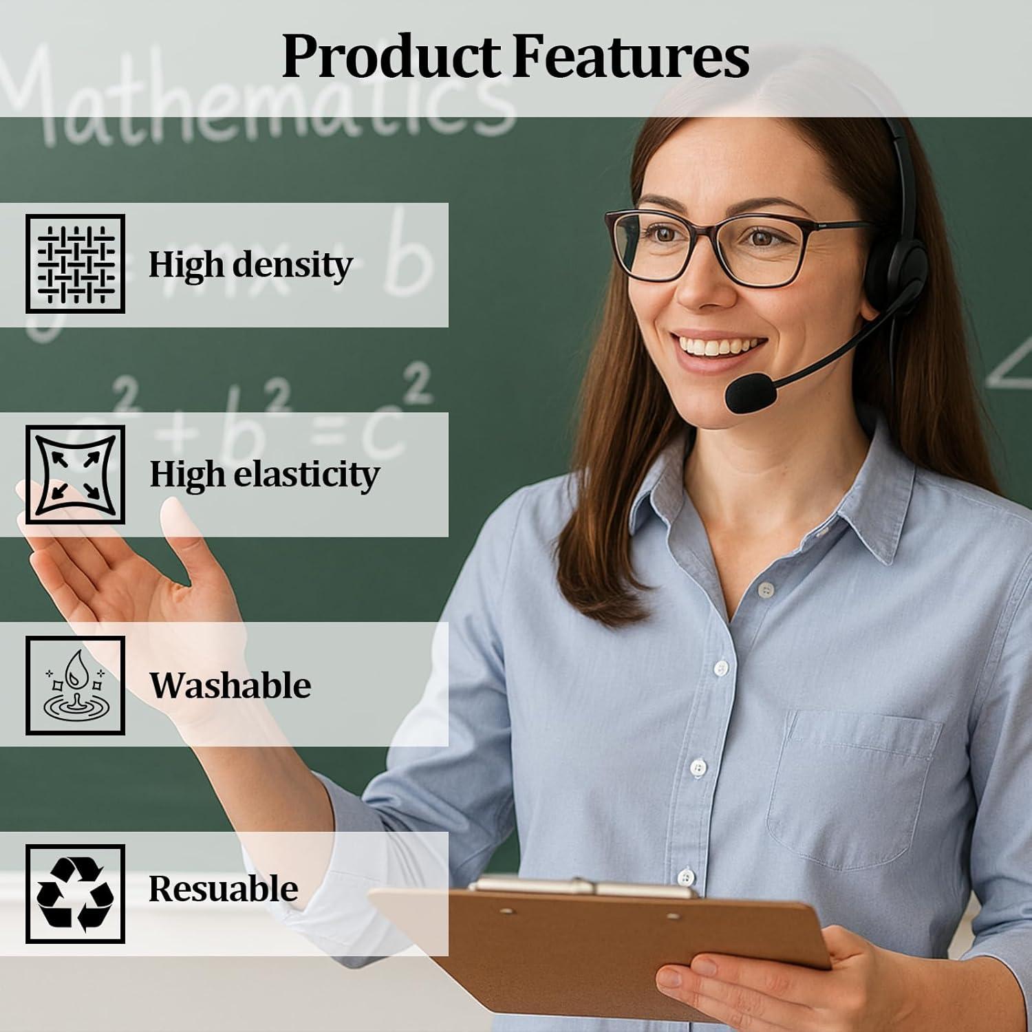 30 Filtros de Micrófono de Solapa Espuma Negra - Higiene y Calidad