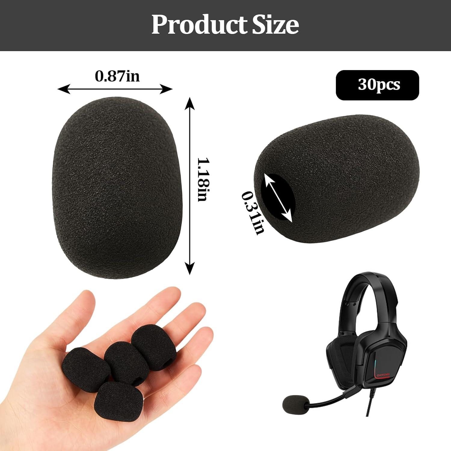 30 Filtros de Micrófono de Solapa Espuma Negra - Higiene y Calidad