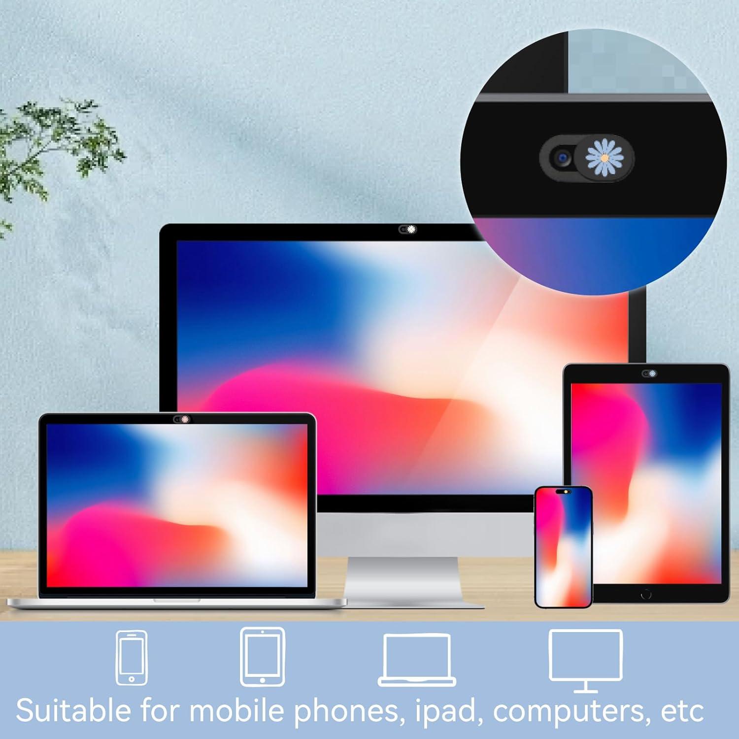 6 Piezas Cubiertas de Webcam PRESSINART Floral Privacidad