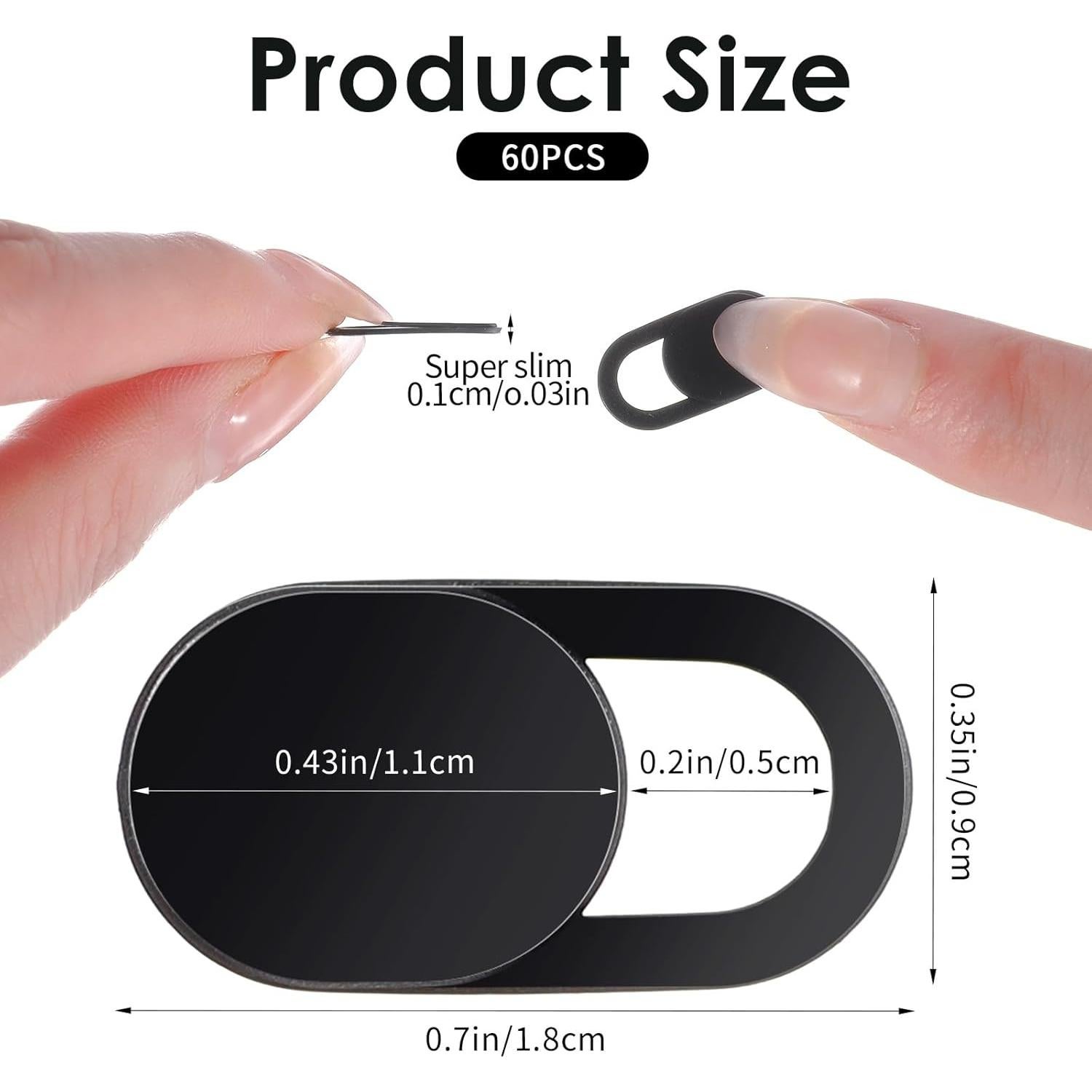 Cubierta de Webcam Classicseali 60 Pcs Ultra Fina ABS Negra