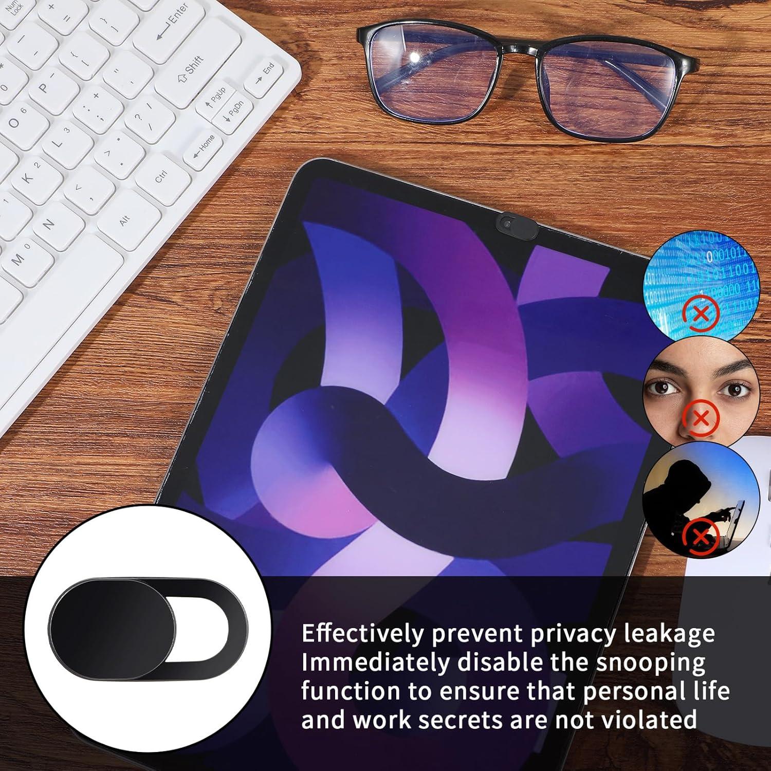 Cubierta de Webcam Classicseali 60 Pcs Ultra Fina ABS Negra