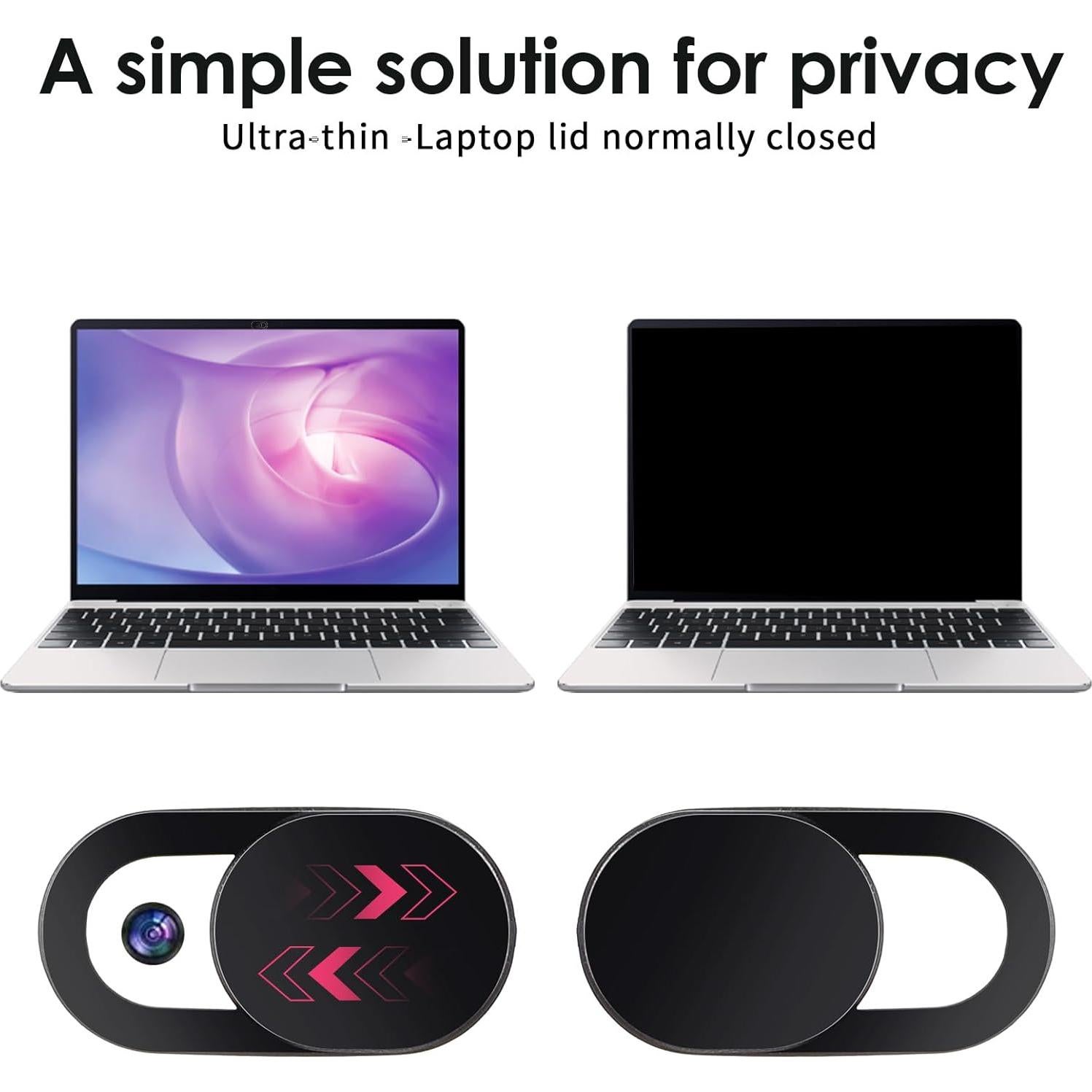 Cubierta de Webcam Classicseali 60 Pcs Ultra Fina ABS Negra