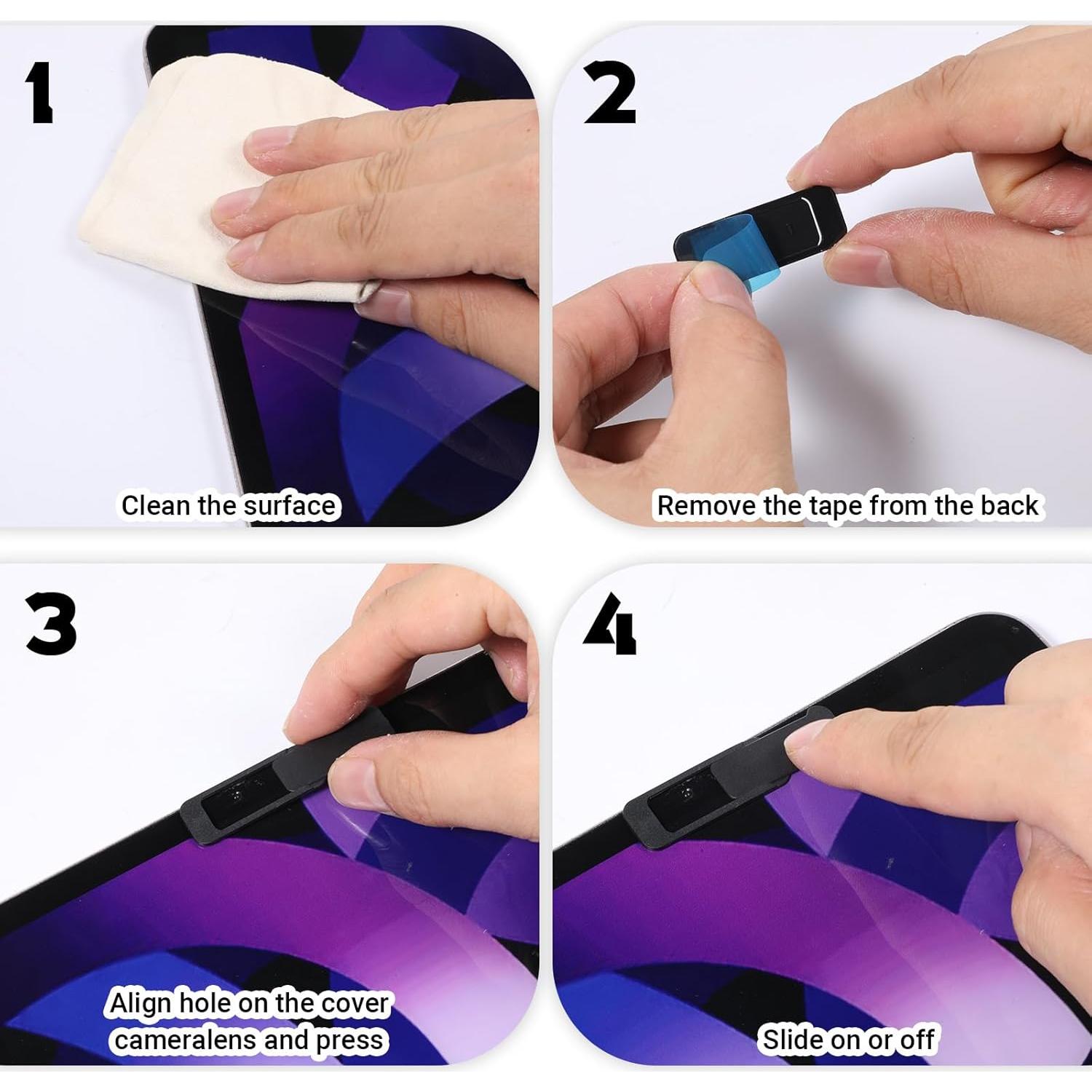 Webcam Cover, 3 Pcs Ultra Thin Laptop Camera Cover Slide Camera Blocker Slider Privacy Protector Suitable for Computer, Phones, Laptops, Tablets, Desktops, Great for Privacy (Black)