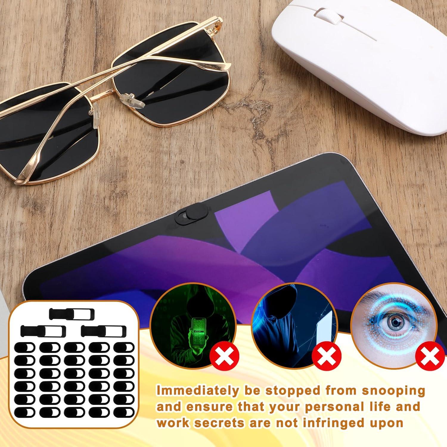 Cubierta de Webcam Alrhso 33 Pcs Ultra Delgado Negro