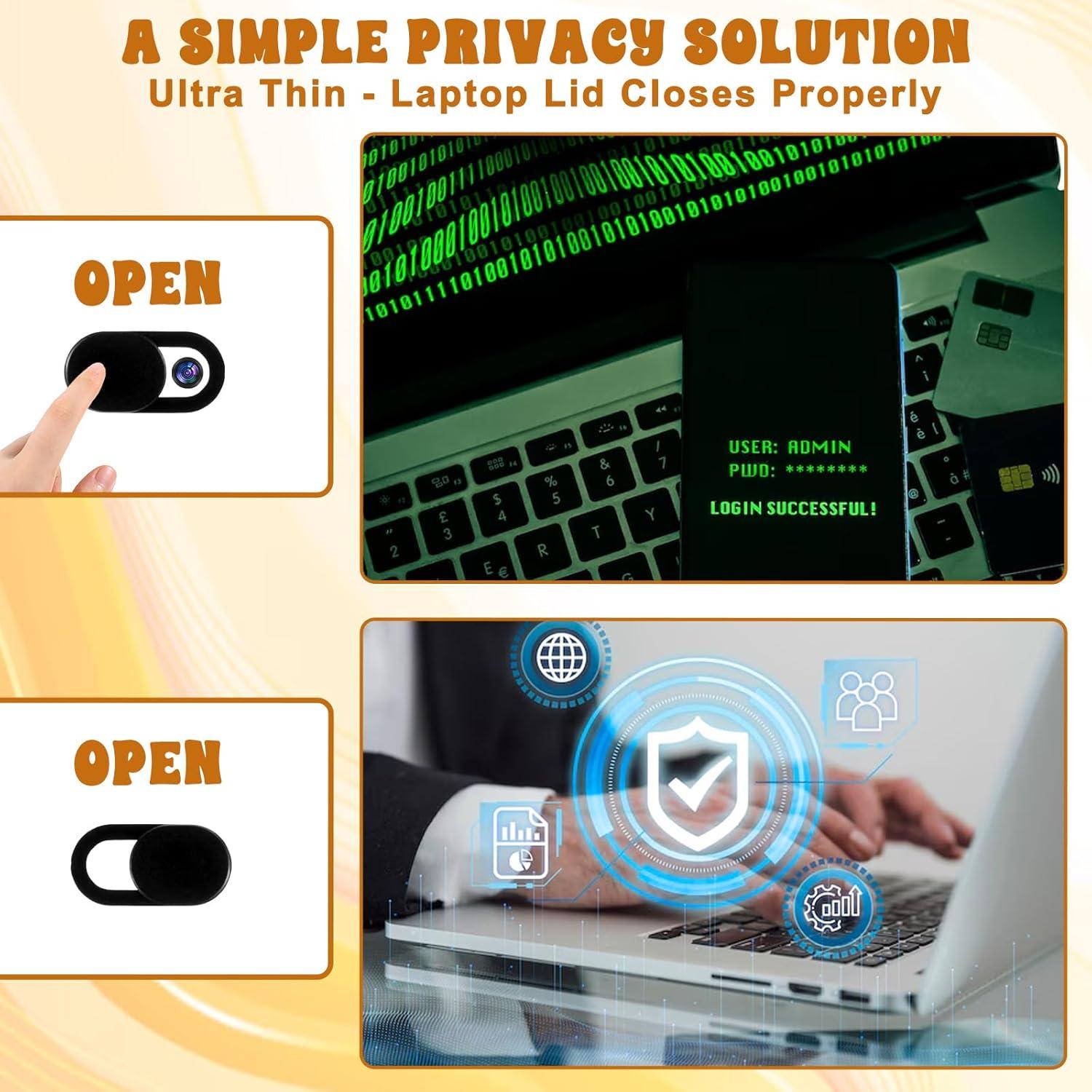 Cubierta de Webcam Alrhso 33 Pcs Ultra Delgado Negro