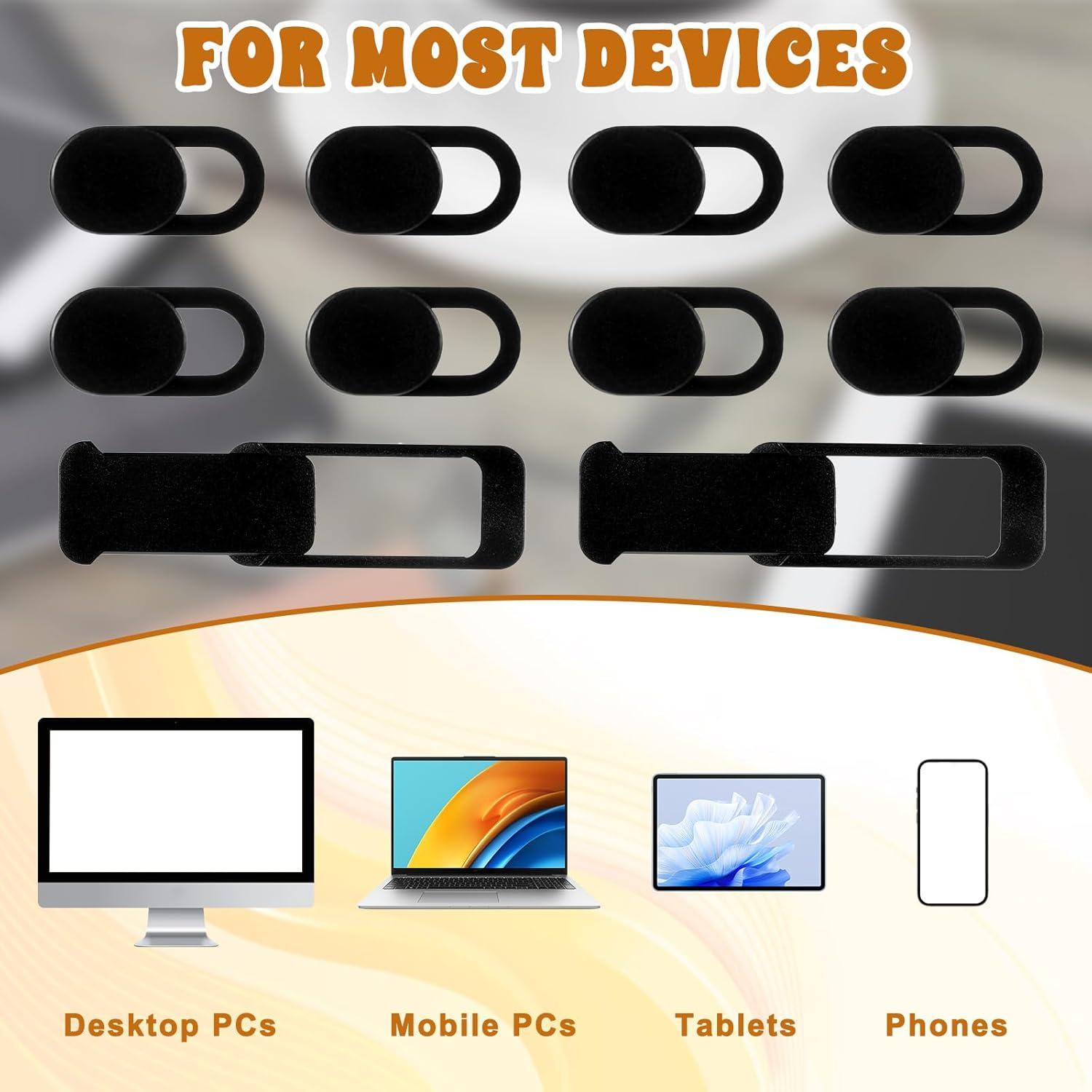 Cubierta de Webcam Alrhso 33 Pcs Ultra Delgado Negro