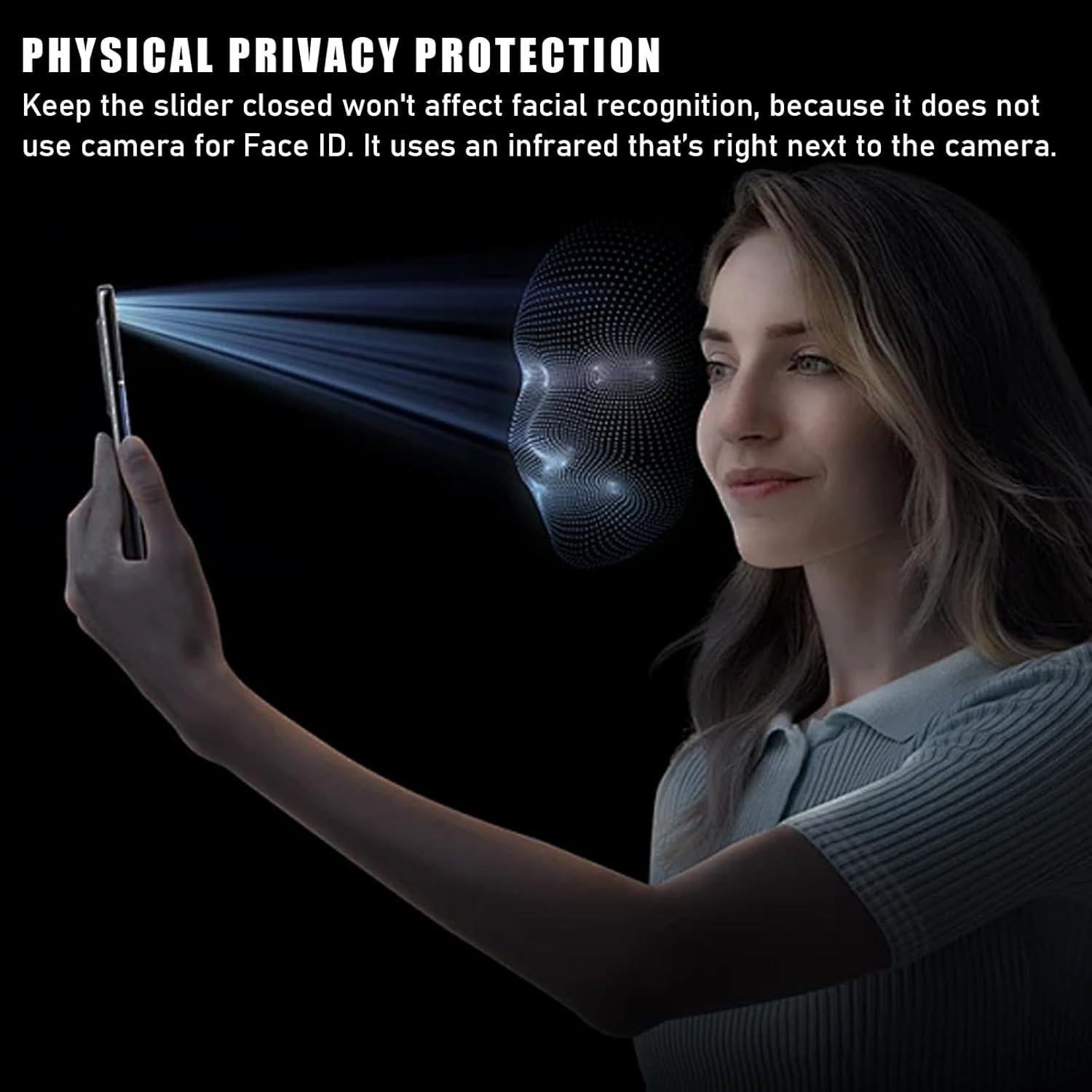 Front Camera Cover Compatible for iPhone 16/16Plus/16Pro/16Pro Max/15/15 Plus/15 Pro/15 Pro Max/14 Pro/14 Pro Max,Webcam Cover Protect Privacy and Security,Not Affect Face ID,Black-Updated Version