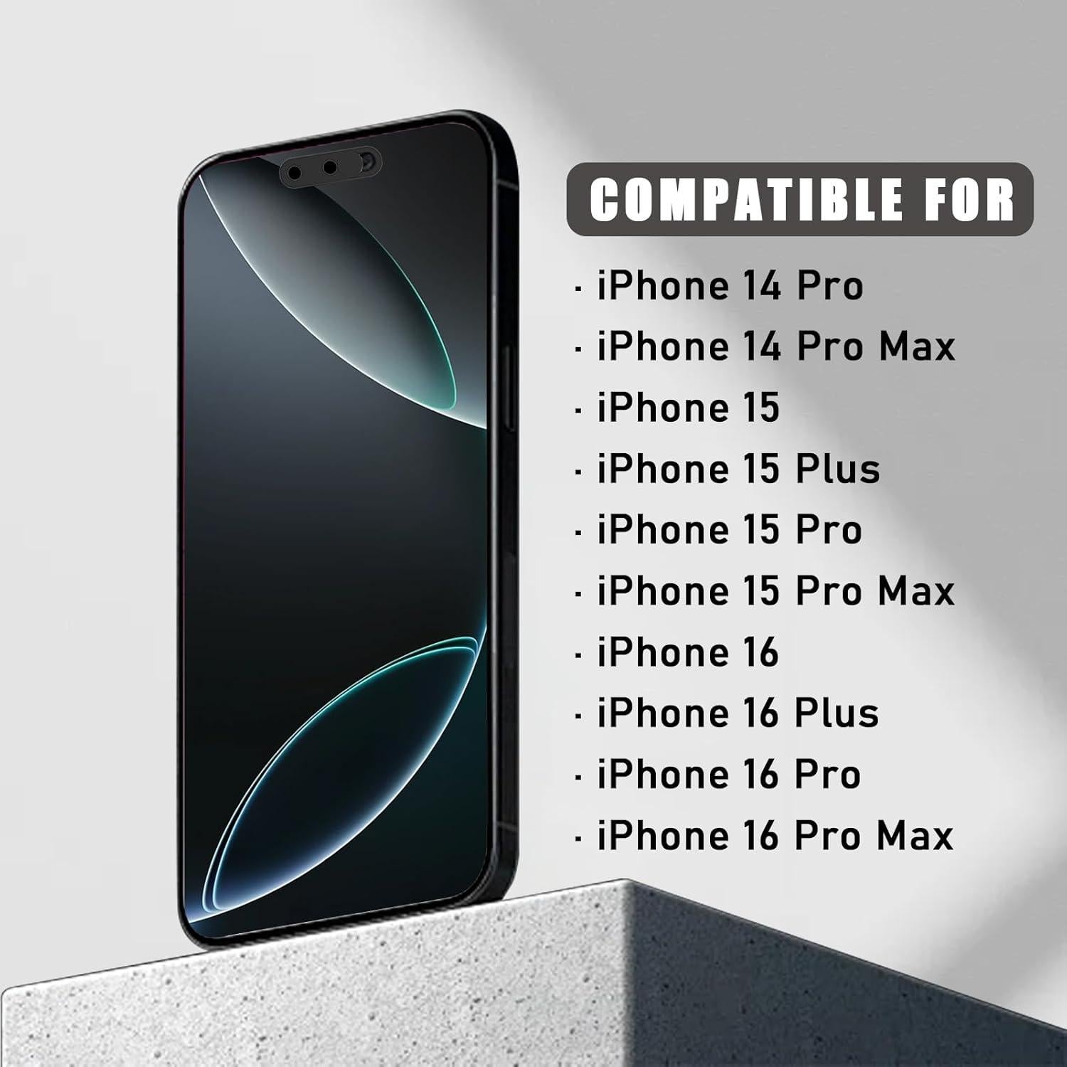 Front Camera Cover Compatible for iPhone 16/16Plus/16Pro/16Pro Max/15/15 Plus/15 Pro/15 Pro Max/14 Pro/14 Pro Max,Webcam Cover Protect Privacy and Security,Not Affect Face ID,Black-Updated Version