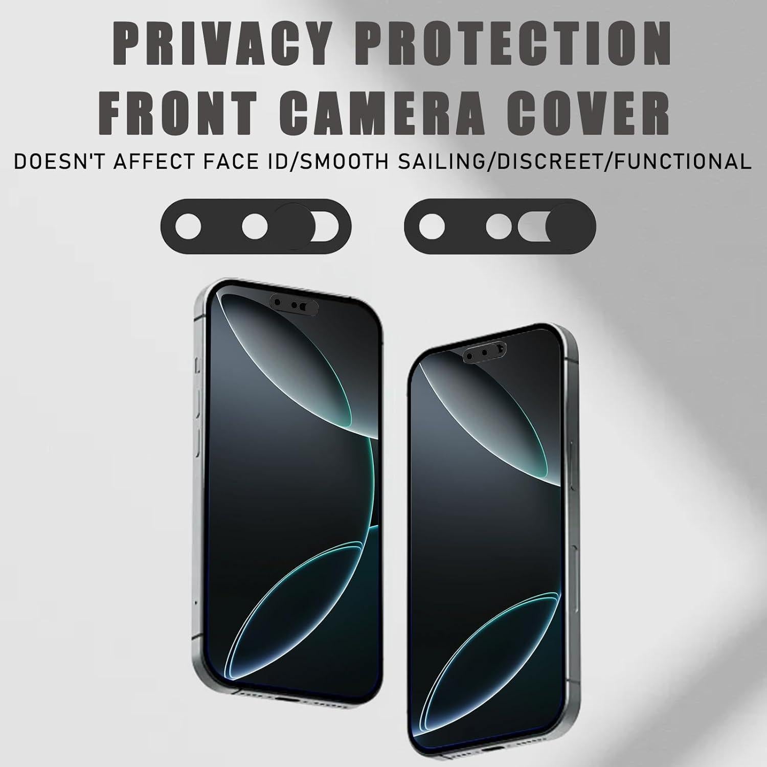 Front Camera Cover Compatible for iPhone 16/16Plus/16Pro/16Pro Max/15/15 Plus/15 Pro/15 Pro Max/14 Pro/14 Pro Max,Webcam Cover Protect Privacy and Security,Not Affect Face ID,Black-Updated Version