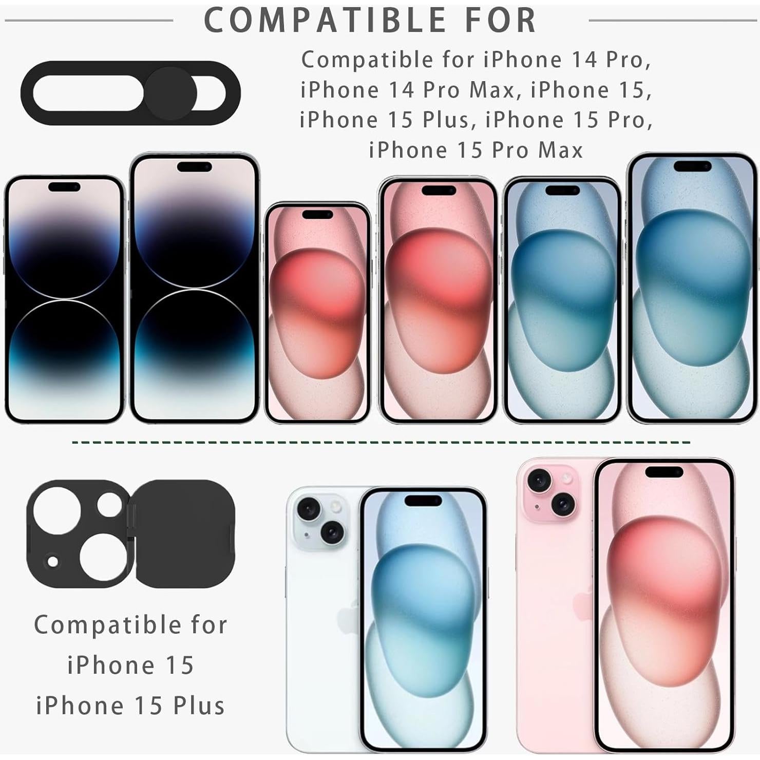 Cubierta de Privacidad EYSOFT para iPhone 15/15 Plus - 2 Pack