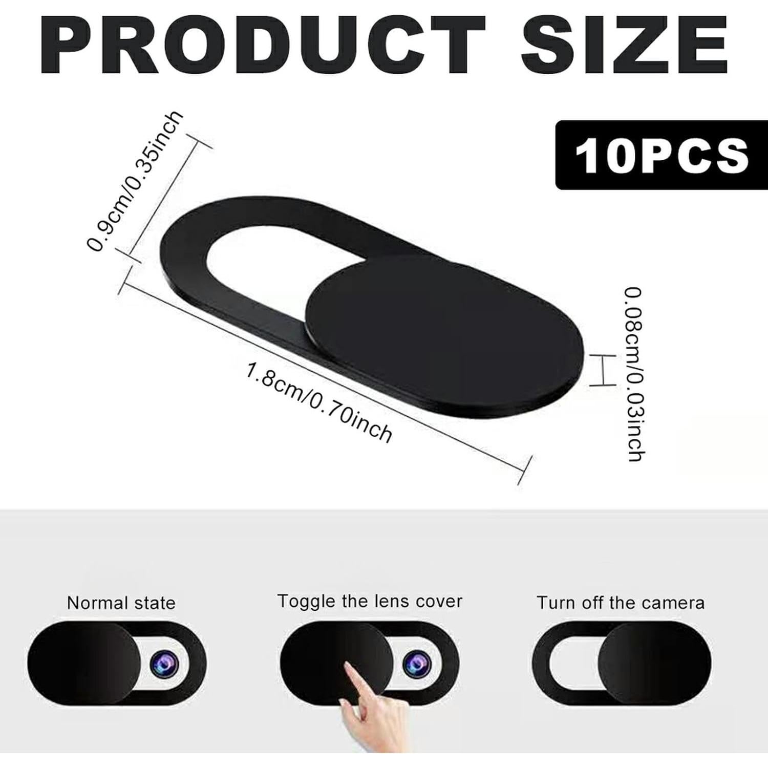 10 Piezas Cubierta Deslizante de Cámara Laptop Ksheria Negra