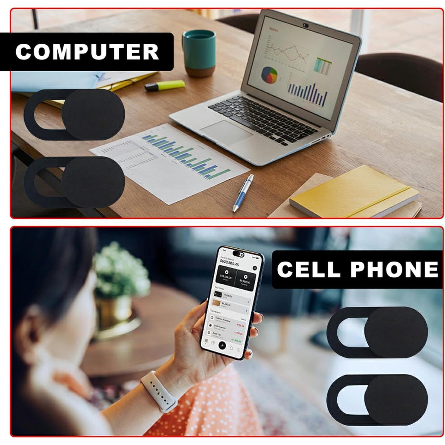 10 Piezas Cubierta Deslizante de Cámara Laptop Ksheria Negra