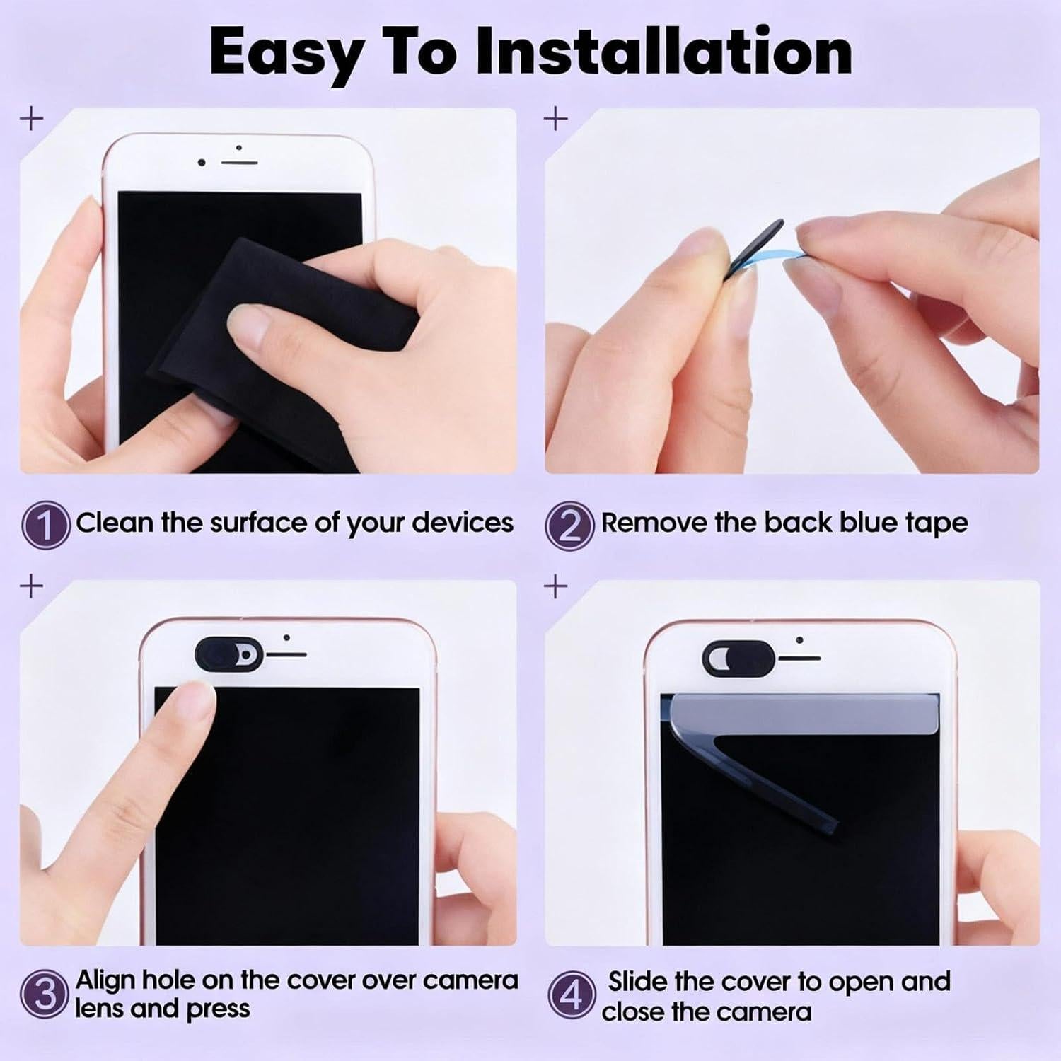 10 Piezas Cubierta Deslizante de Cámara Laptop Ksheria Negra