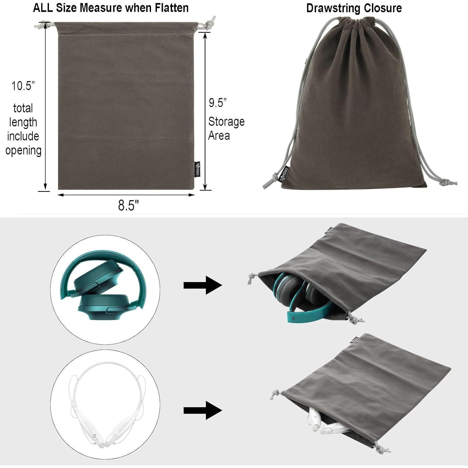 Bolsa para Auriculares Cosmos 5 Pcs Gris - Funda de Viaje