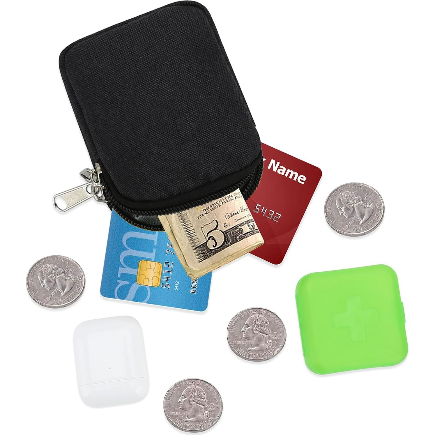 Monedero E-Tree Negro con Clip Mosquetón y Doble Capa