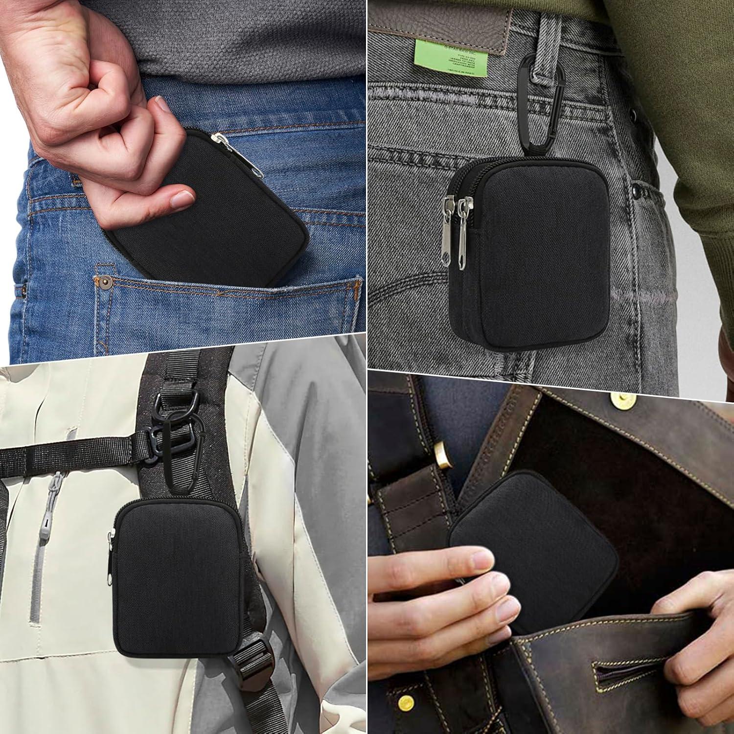 Monedero E-Tree Negro con Clip Mosquetón y Doble Capa