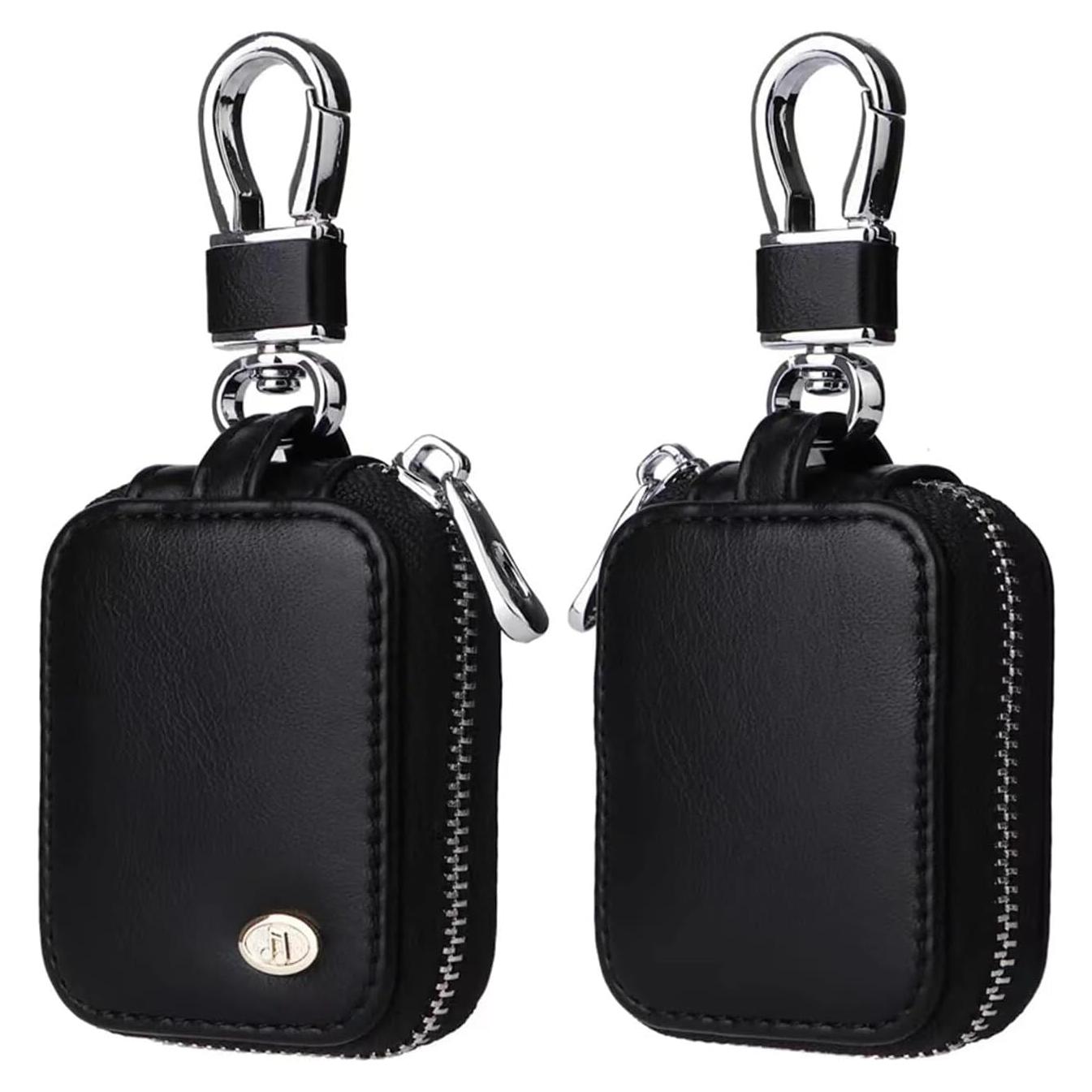 Funda de cuero PU negra para AirPods Pro 1/2/3/4 con llavero