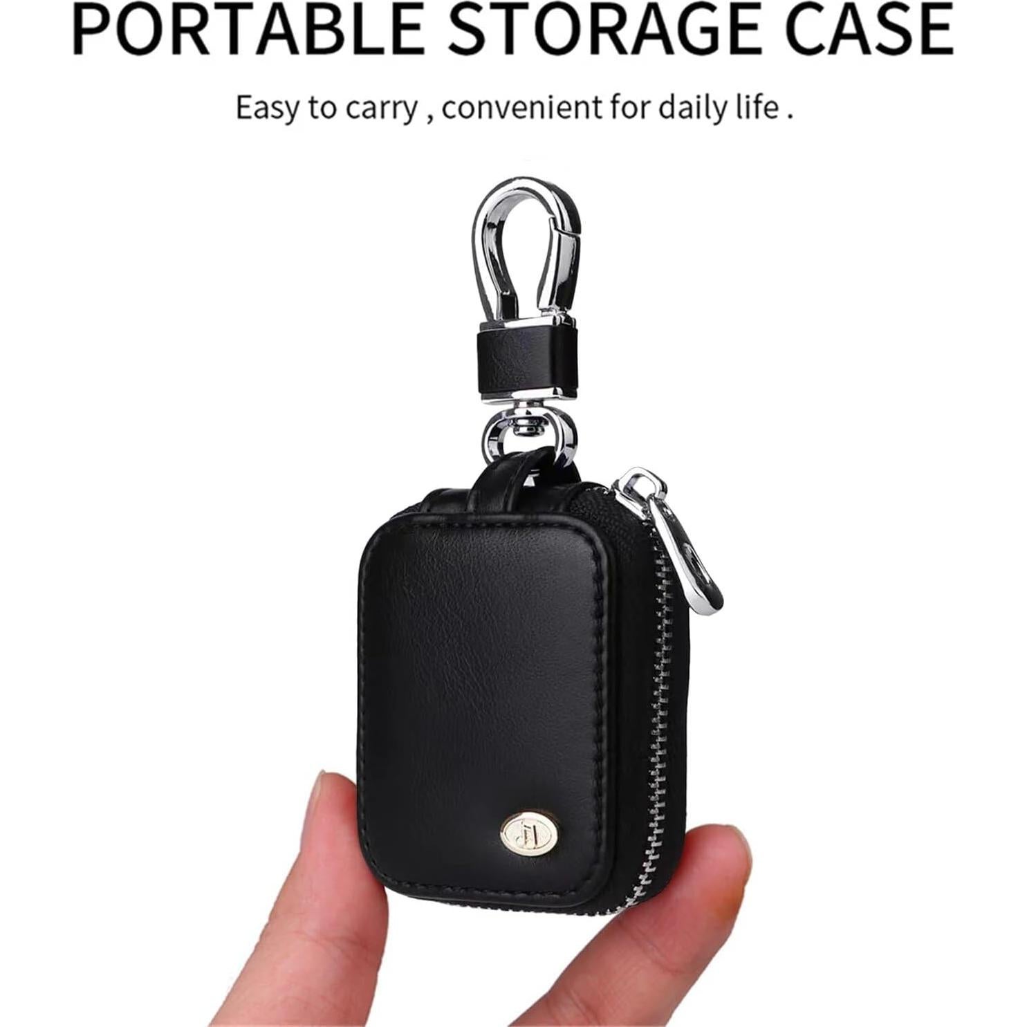 Funda de cuero PU negra para AirPods Pro 1/2/3/4 con llavero