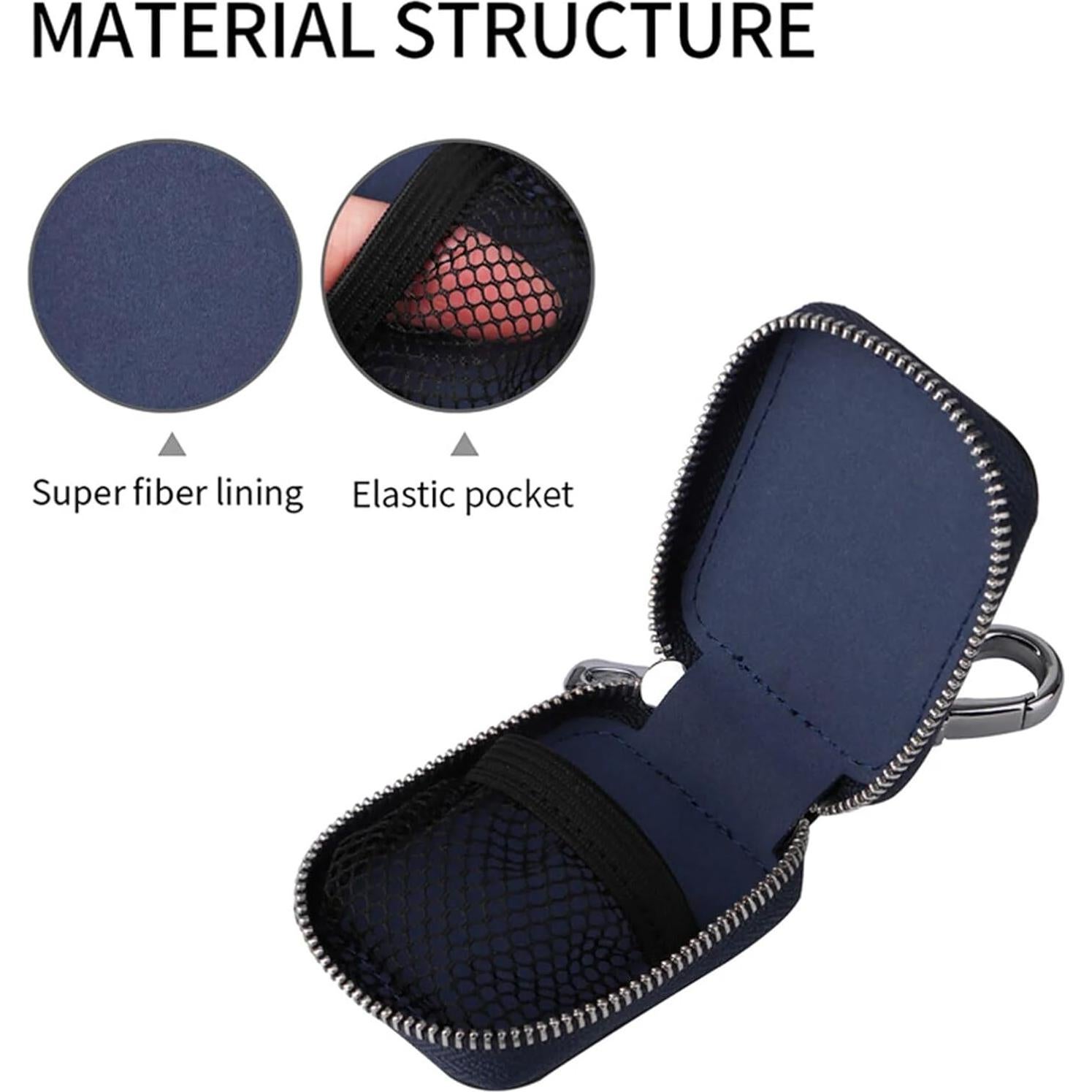 Funda de cuero PU negra para AirPods Pro 1/2/3/4 con llavero