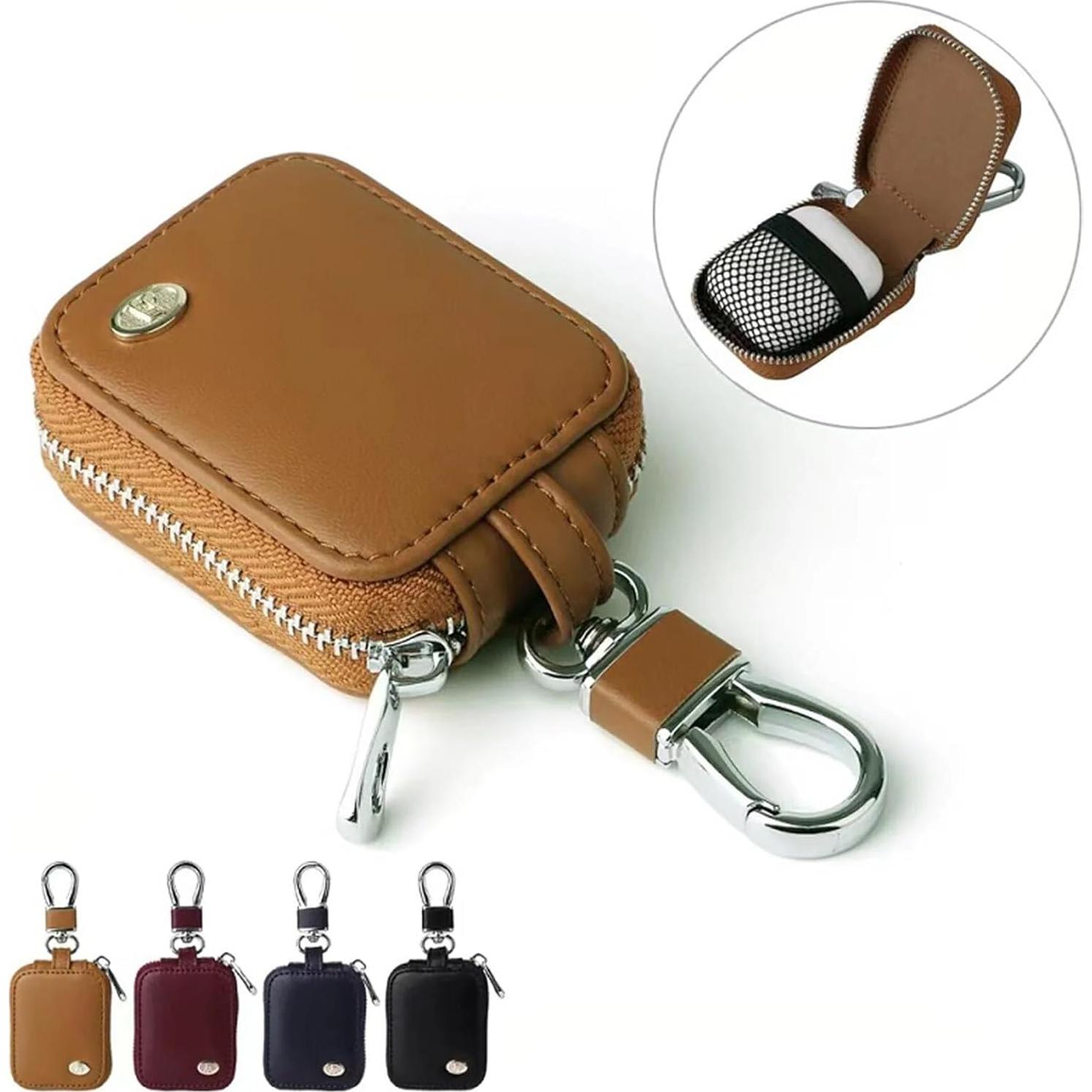 Funda de cuero PU negra para AirPods Pro 1/2/3/4 con llavero