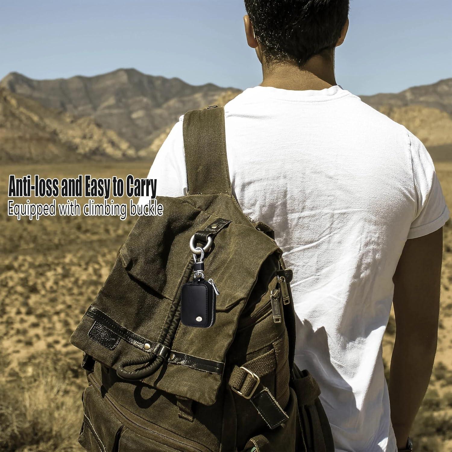 Funda de cuero PU negra para AirPods Pro 1/2/3/4 con llavero