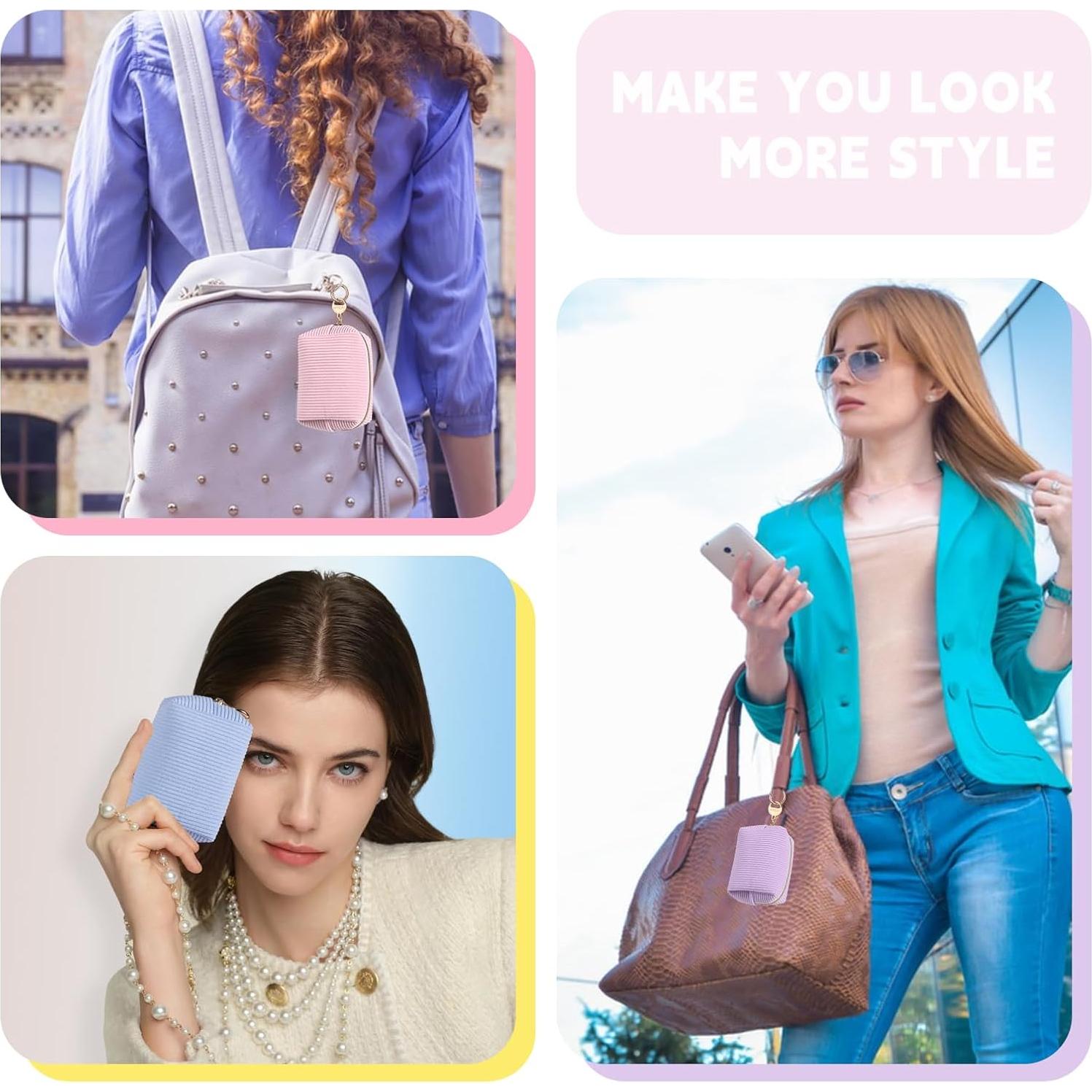 Corduroy Makeup Bag, Small Cosmetics Bag for Purse, Portable Travel Makeup Pouch with Ring Buckle & Inner Pockets for Women