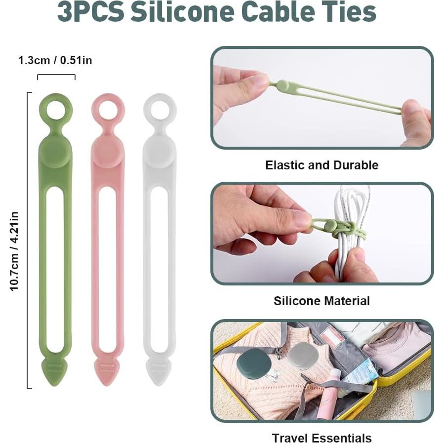 Organizador de Auriculares de Silicona Abnaok 3PCS - Correas Reutilizables