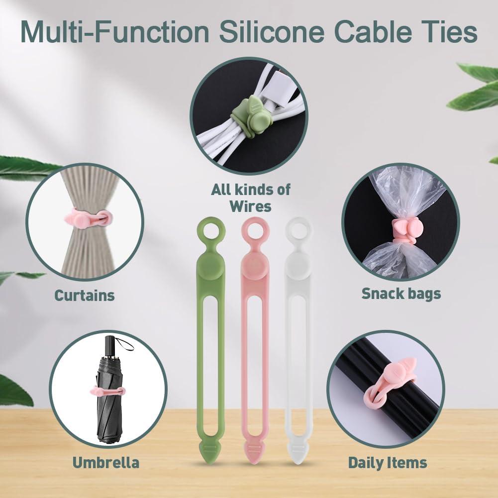 Organizador de Auriculares de Silicona Abnaok 3PCS - Correas Reutilizables