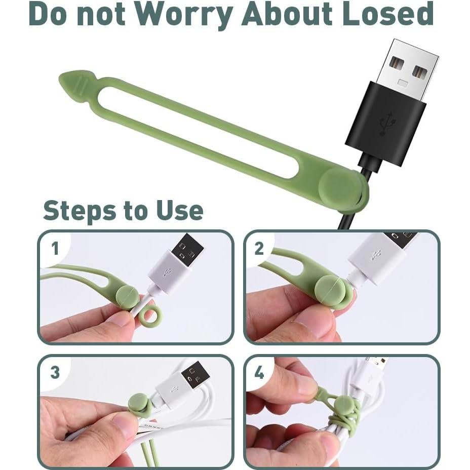 Organizador de Auriculares de Silicona Abnaok 3PCS - Correas Reutilizables