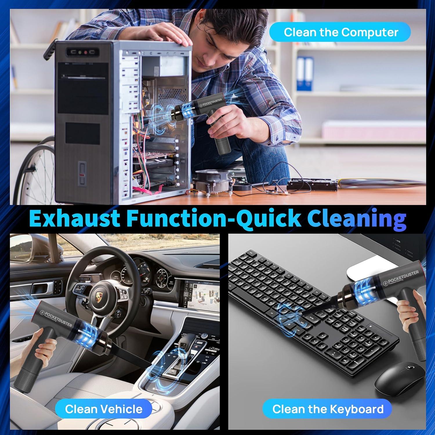 Soplador de Aire Comprimido y Mini Aspiradora PocketDuster 2-en-1