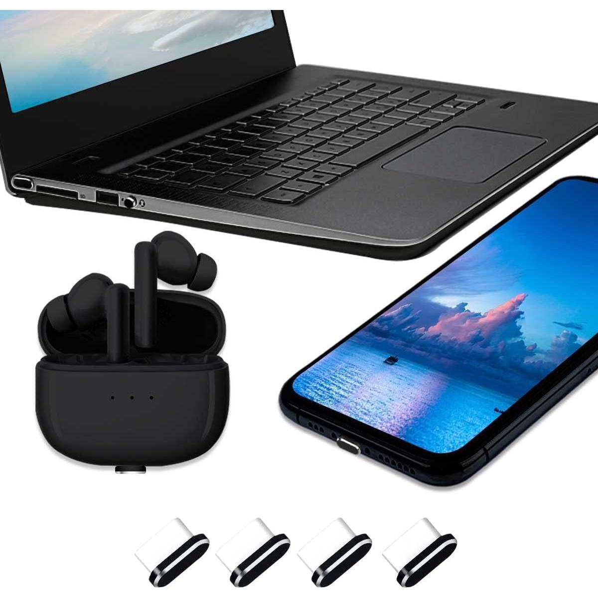 Tapón de Polvo USB C TOCOL - Paquete de 4 con Cepillo