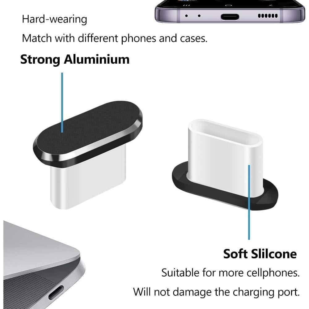 Tapón de Polvo USB C TOCOL - Paquete de 4 con Cepillo