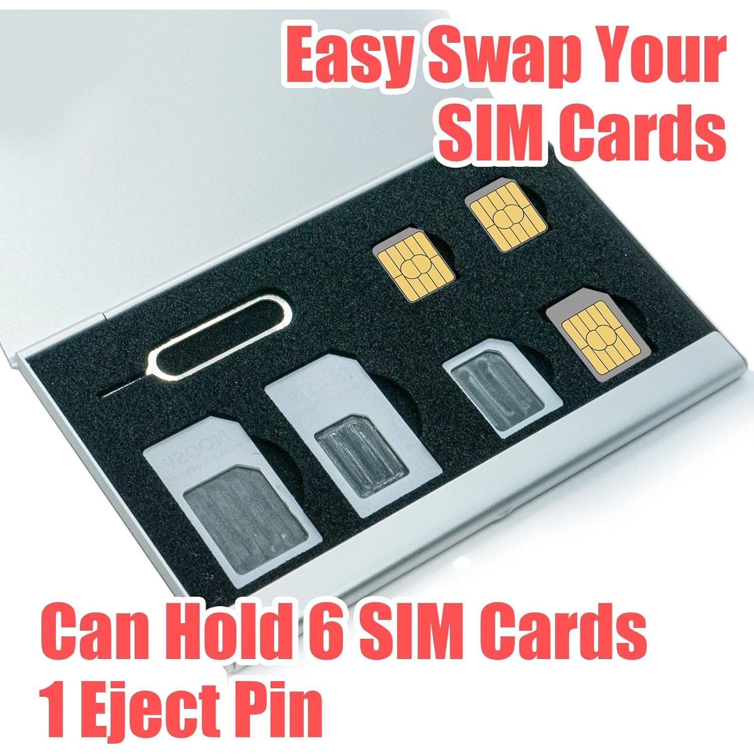 Funda para 6 Tarjetas SIM JAKENHAM Aluminio Plata Ultraligera